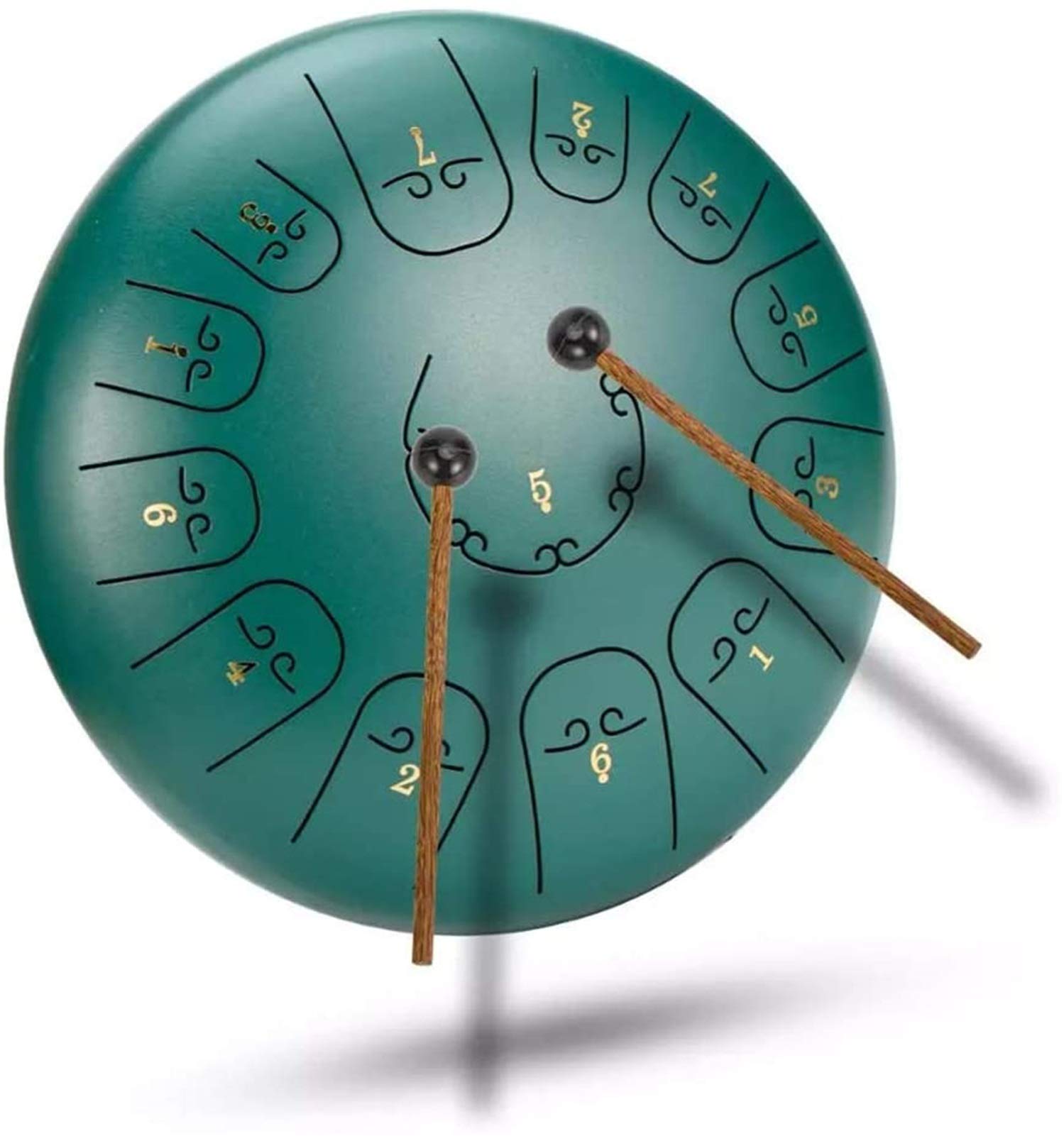 PIAOLIGN 12 Inch 13-Tone Steel Tongue Drum | Handpan Percussion Instrument with Mallets & Carry Bag | Professional Tank Drum for Beginners & Meditation | Made in USA (Green) - Perfect for Yoga, Music Therapy & Relaxation