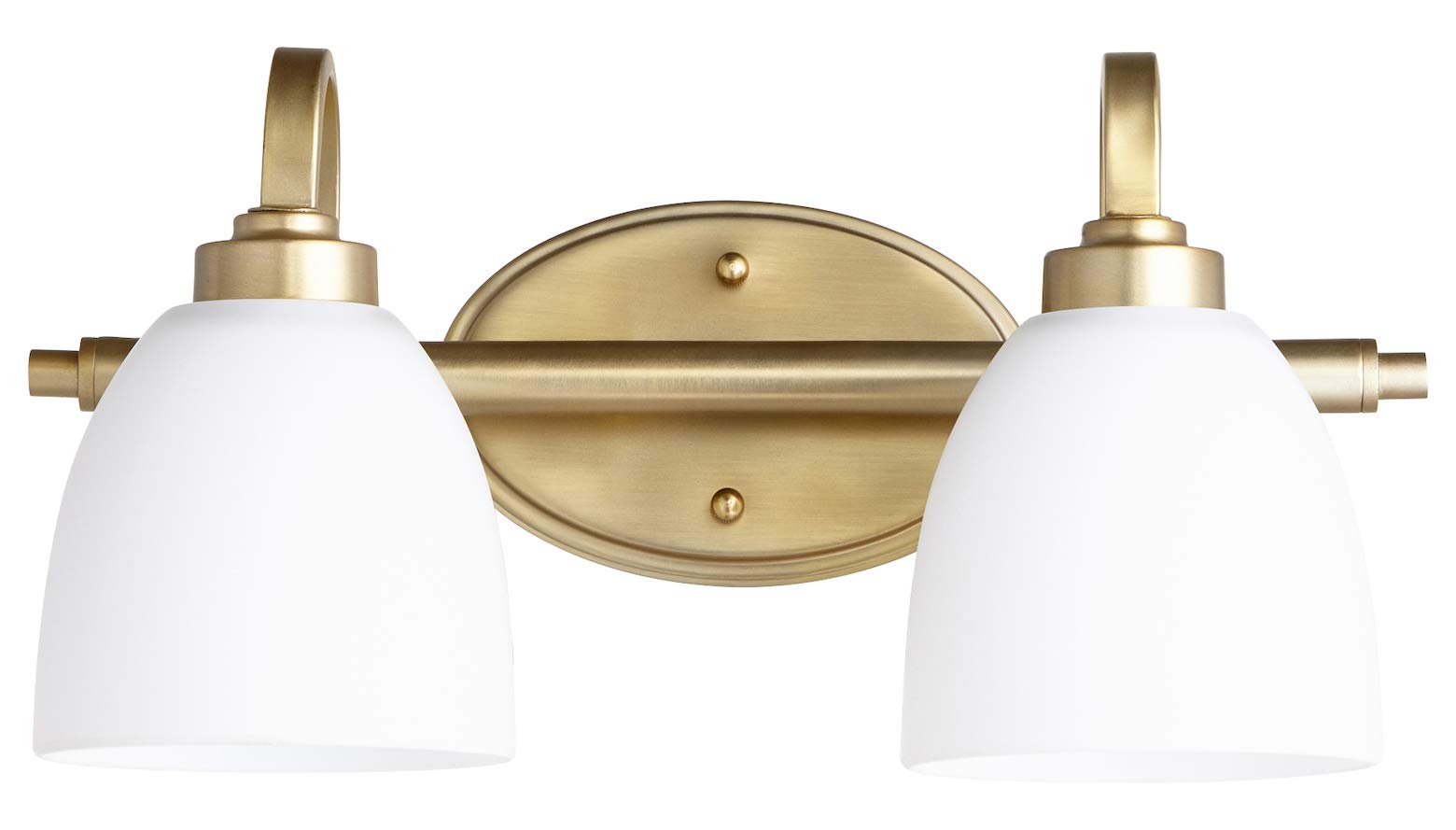 Reyes 2Lt Vanity Mirror in Aged Brass Finish - Vintage Style Bathroom Decor for Makeup & Grooming