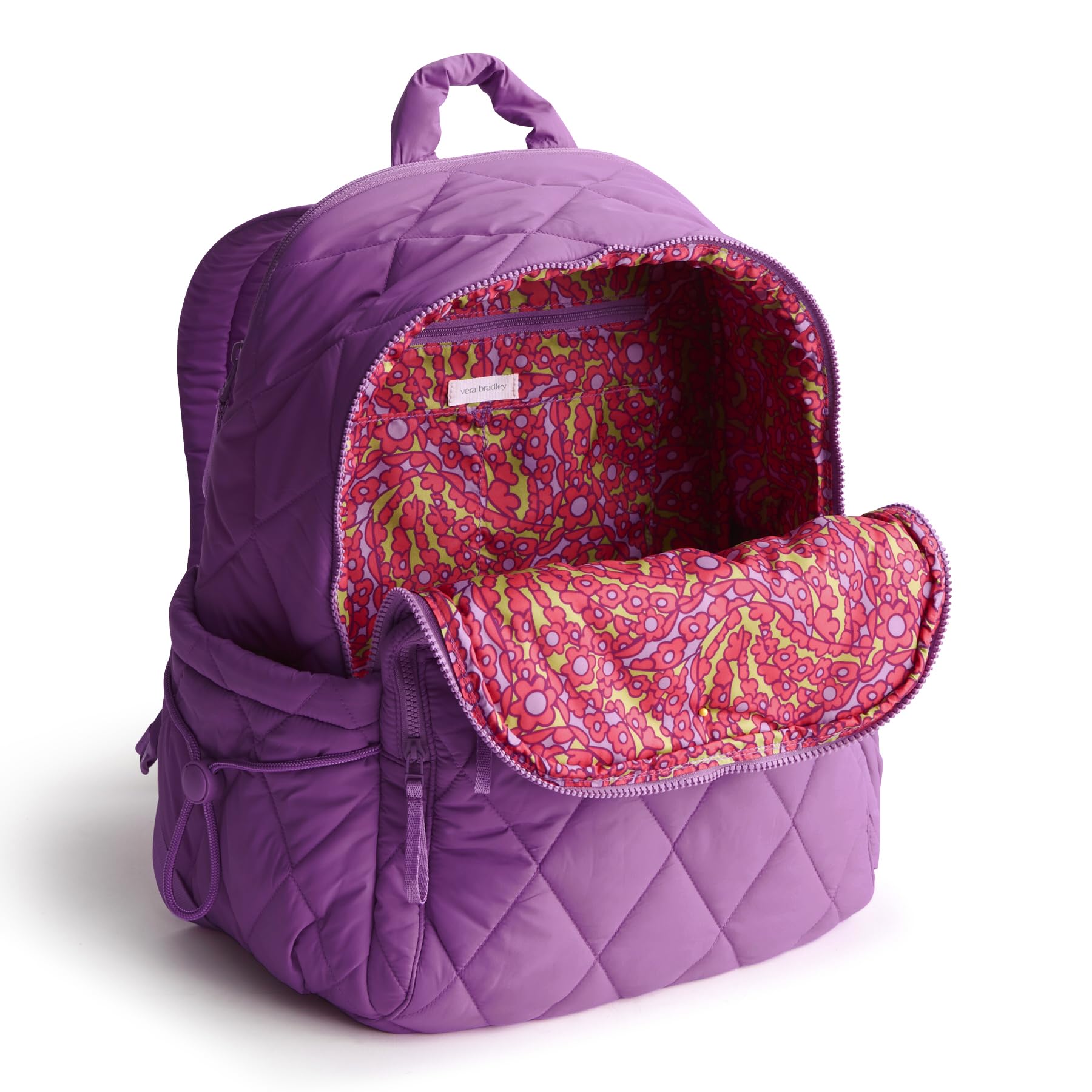 Vera Bradley Featherweight Bancroft Backpack - Lightweight Travel Backpack for Women, Iris Orchid Floral Print, Perfect for School, Work & Travel