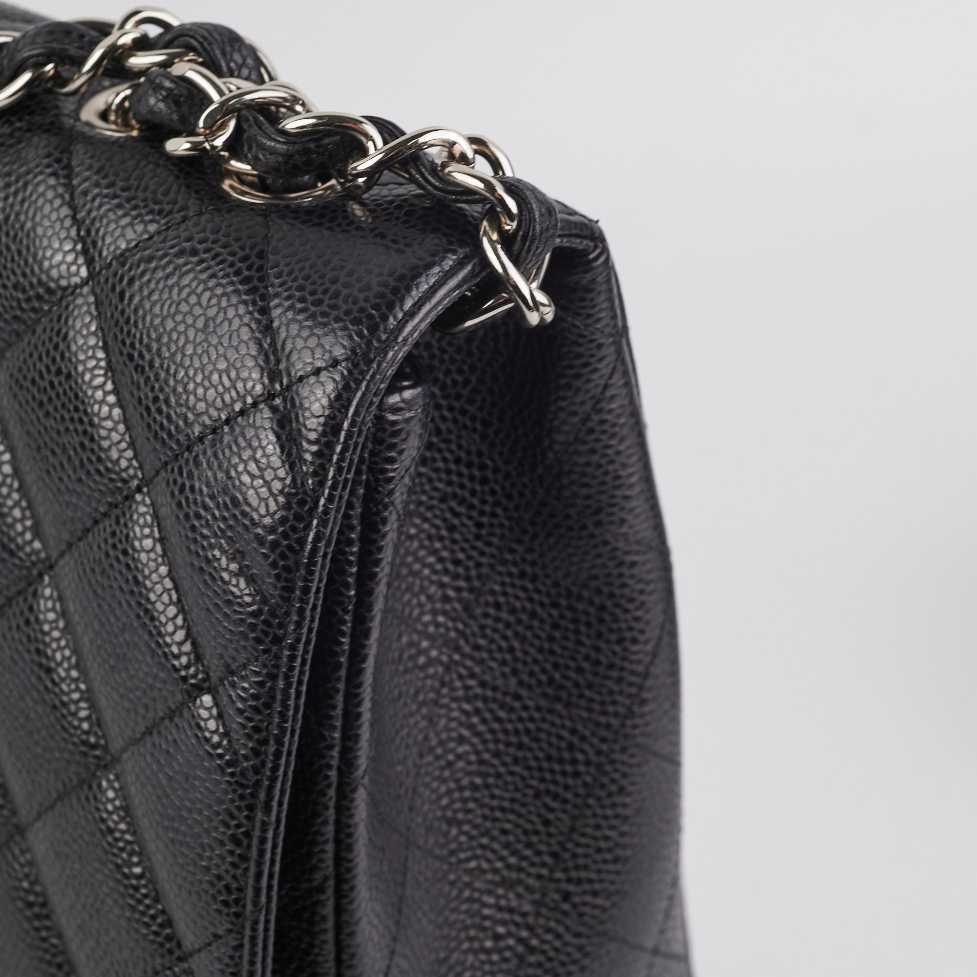 Chanel Single Flap Jumbo Caviar Black Leather Shoulder Bag - Luxury Designer Handbag for Women | Perfect for Work, Evening Events & Everyday Use