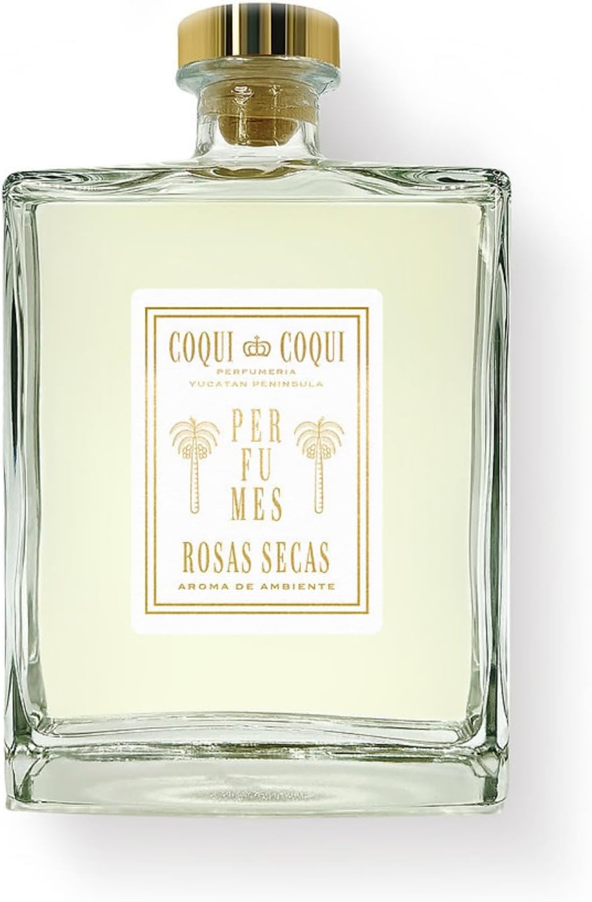Coqui Coqui Rosas Secas Essential Oil Reed Diffuser - 375ml Dried Rose Aromatherapy Scent for Home | Long-Lasting 13 Months Air Freshener & Deodorizer | Perfect for Living Room, Bedroom, Office & Spa Decor | Luxury Home Fragrance Gift Idea