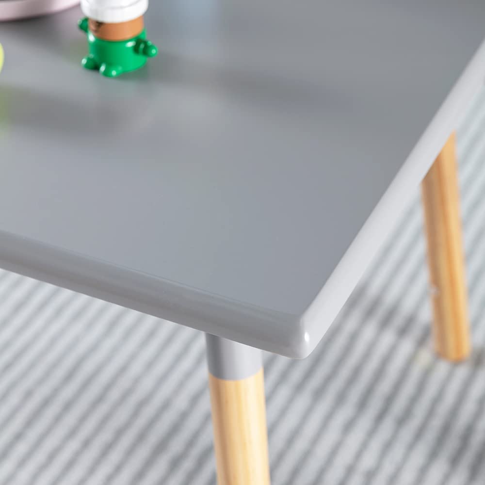 ACEssentials Kids Dipped Table and Stool Set - Gray Wooden Children's Furniture for Playroom, Classroom & Home Learning Activities