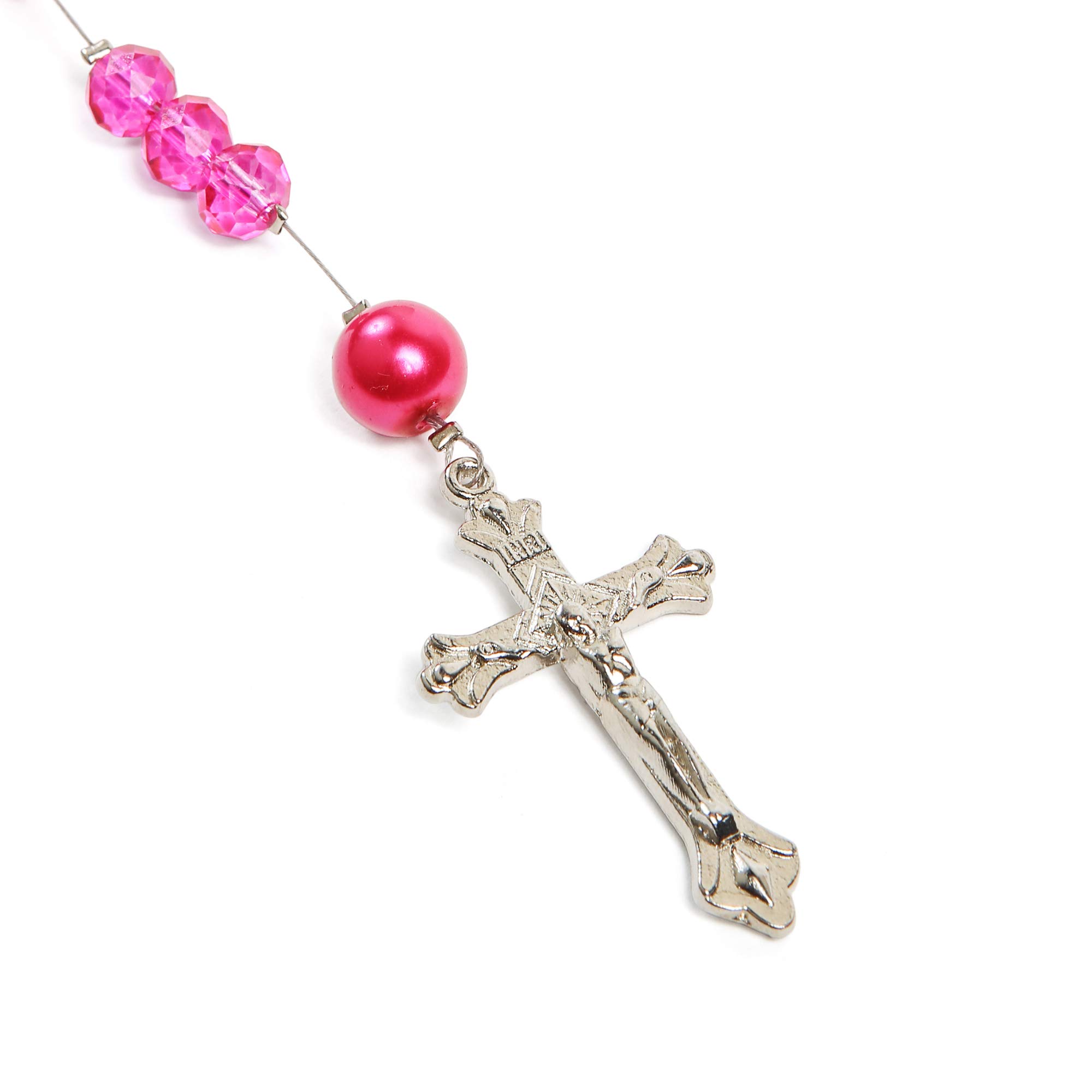Linpeng Hot Pink Crystal Bead Box Rosary Necklace Kit - DIY Jewelry Making Supplies for Necklace Bracelet Crafting - Perfect Gift for Beaders & Jewelry Makers - Fuchsia Bead Set (1 Pack, CR-1213) - Great for Home DIY Projects, Party Favors, and Creative Gifts