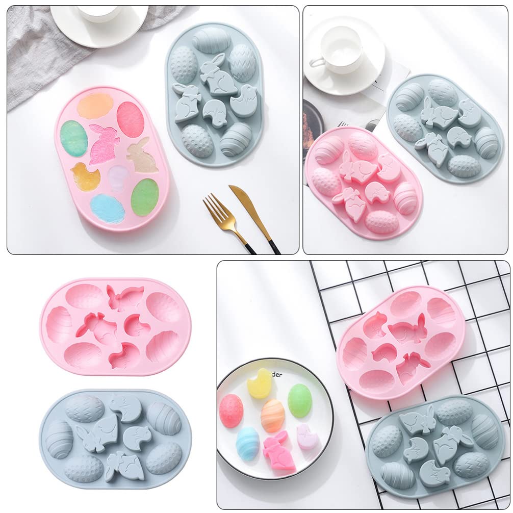 2pcs Bunny Shaped Silicone Cake Molds for DIY Baking - Egg Design Chocolate & Cake Molds - Creative Baking Supplies for Easter, Birthdays & Party Decorations
