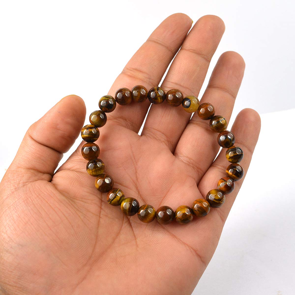 Certified Reiki Tiger Eye Bracelet - 8mm Genuine Tiger Eye Stone for Courage, Protection & Willpower - Men's Spiritual Healing Jewelry for Meditation, Energy Balancing & Daily Motivation