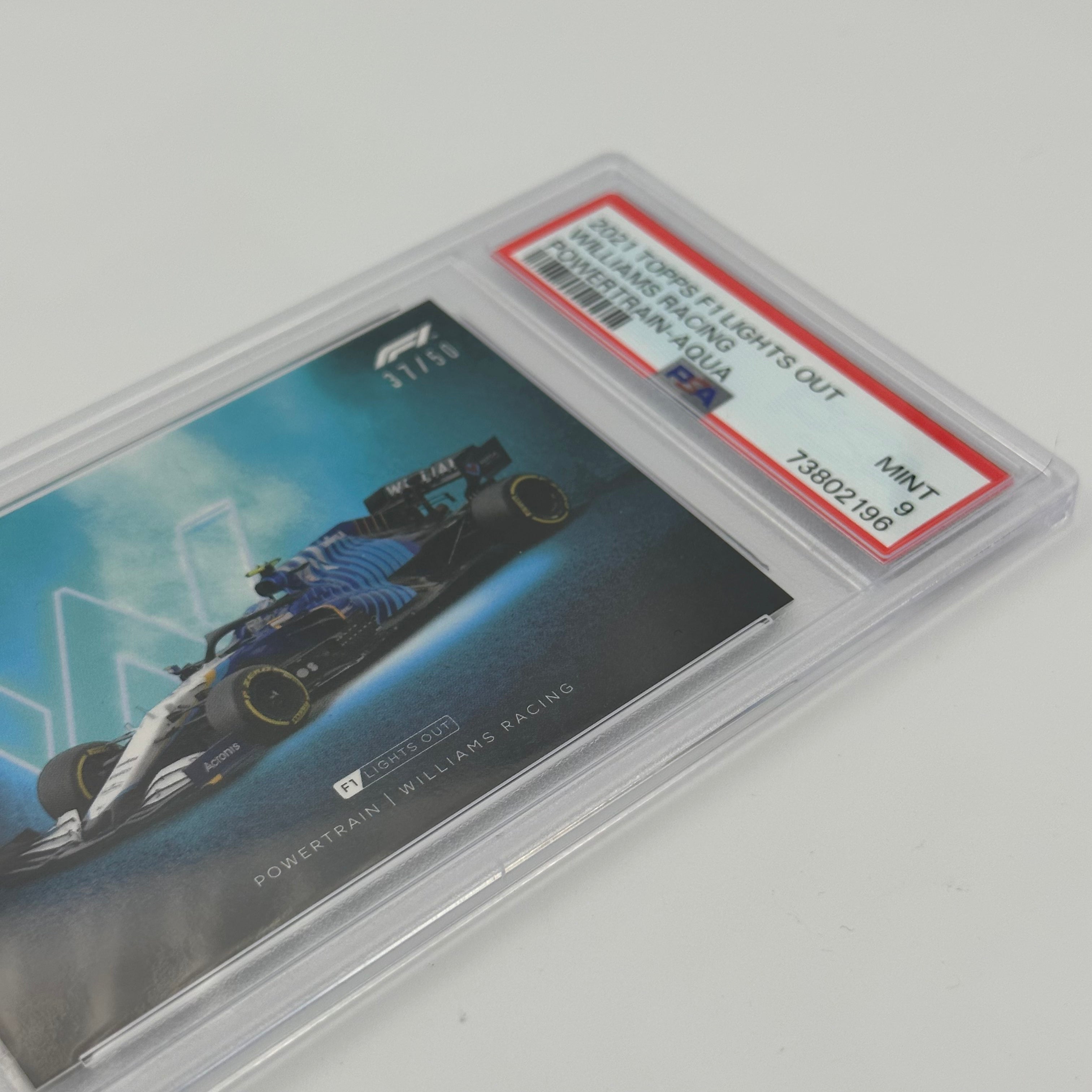 PSA 9 Graded 37/50 Williams Racing Powertrain Aqua Trading Card - Perfect for Collectors, Racing Fans, and Memorabilia Displays