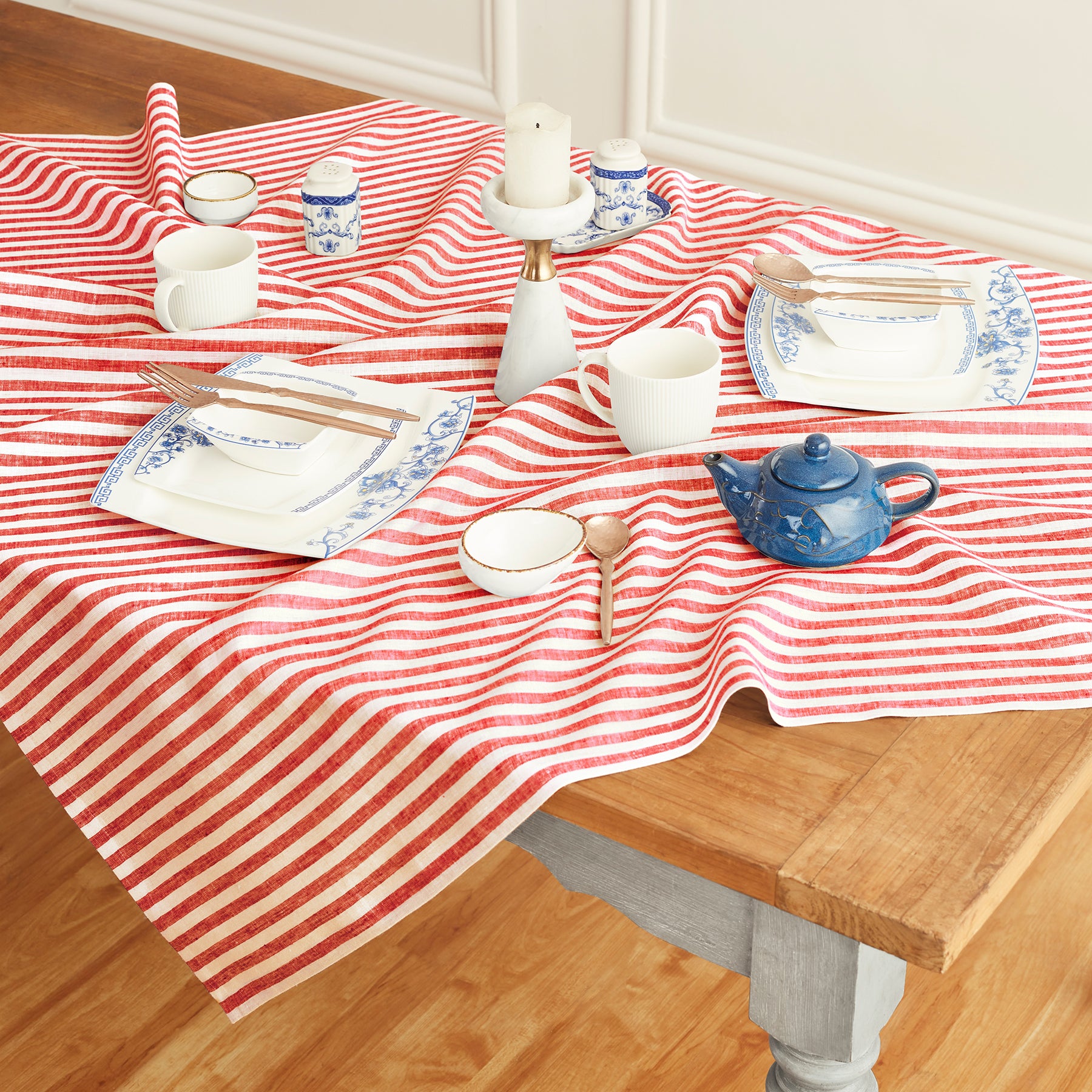 Cinnamon and White Amalfi Stripe