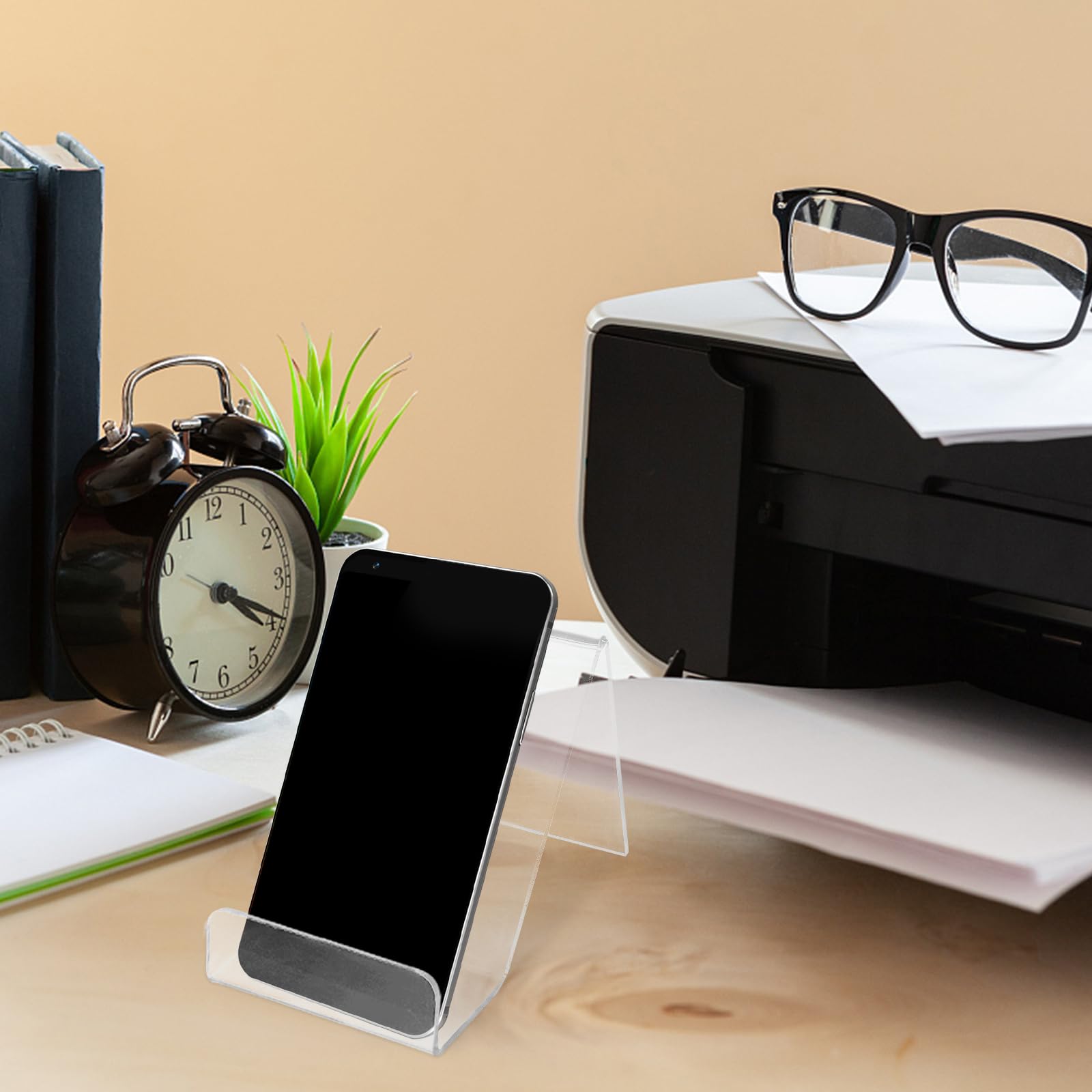 Housoutil 20PCS Clear Acrylic Phone Stand Holder for Desk - Sturdy Cell Phone Stand for Home, Office, and Desk Display - Perfect for Video Calls, Streaming, and Hands-Free Viewing