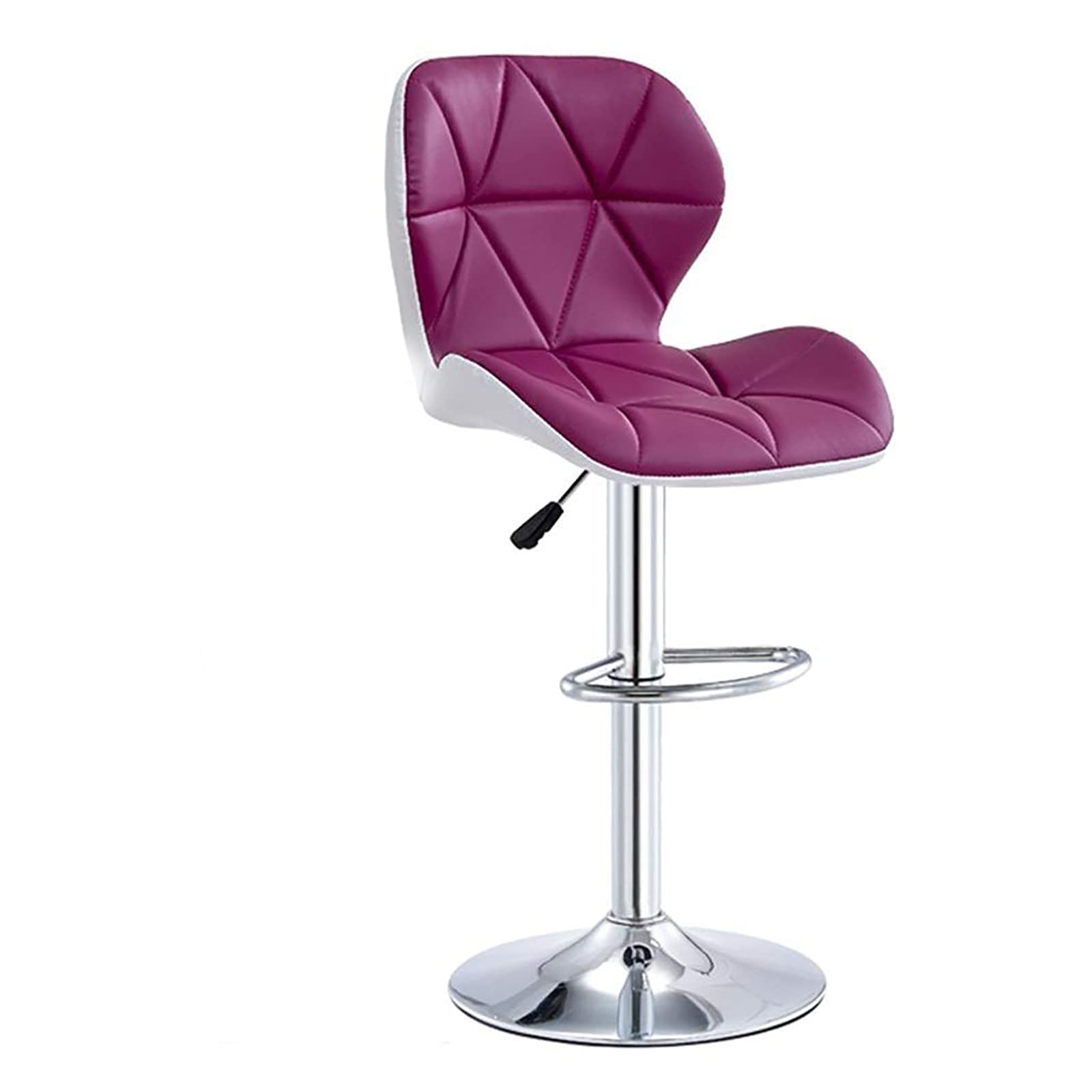 360° Swivel PU Leather Bar Stool with Backrest - Adjustable Height Liftable Bar Chair for Kitchen, Dining Room & Home Bar - Purple Leisure Stool for Comfortable Seating