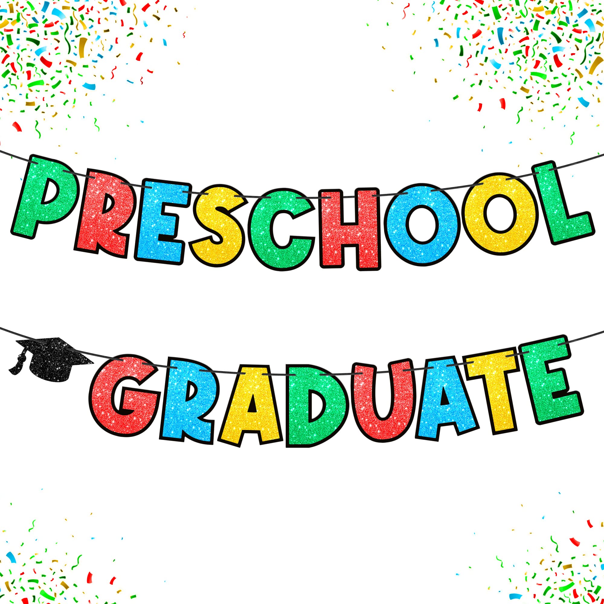 KatchOn 10ft Glitter Preschool Graduation Banner - Class of 2024 Ready-to-Use Decor for VPK & PreK Graduation Ceremonies | Perfect for Classroom Decorations, Party Backdrops & Photo Booths