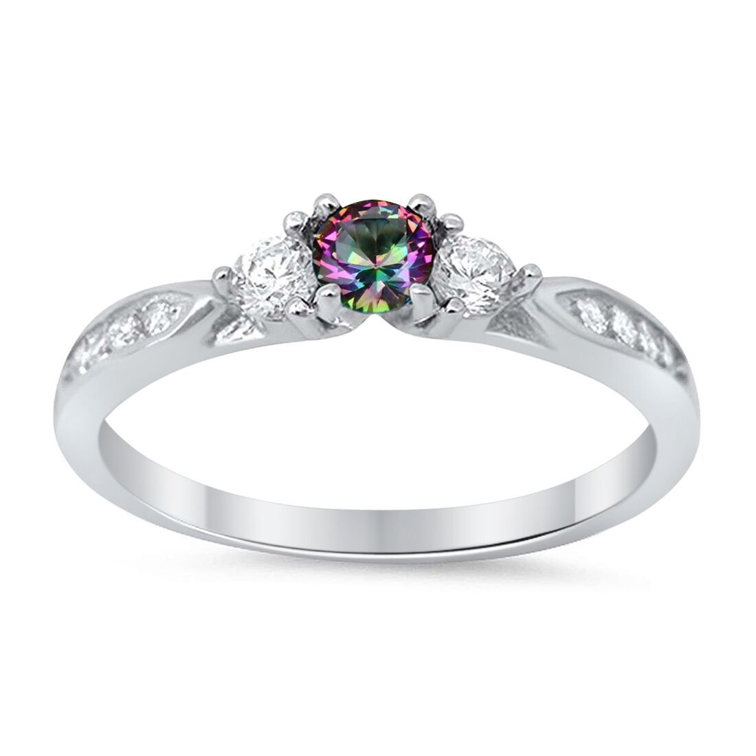 3 Stone Wedding Engagement Ring - Round Cubic Zirconia 925 Sterling Silver Ring for Women - Perfect for Proposals, Anniversaries & Special Occasions