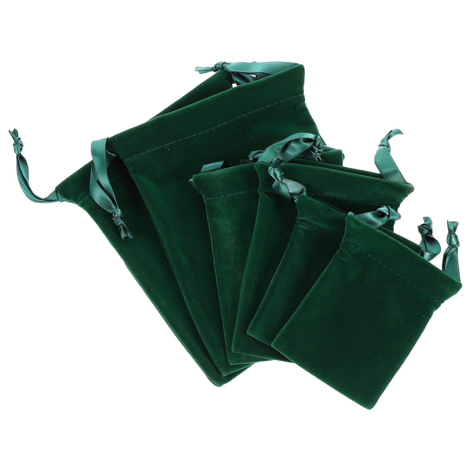 BESTOYARD 6-Piece Velvet Jewelry Pouches - Premium Velour Storage Bags for Jewelry, Dice & Small Accessories - Wedding Favor Bags & Gift Packaging (Dark Green) - Perfect for Bridal Parties, Jewelry Organizers & Travel Storage