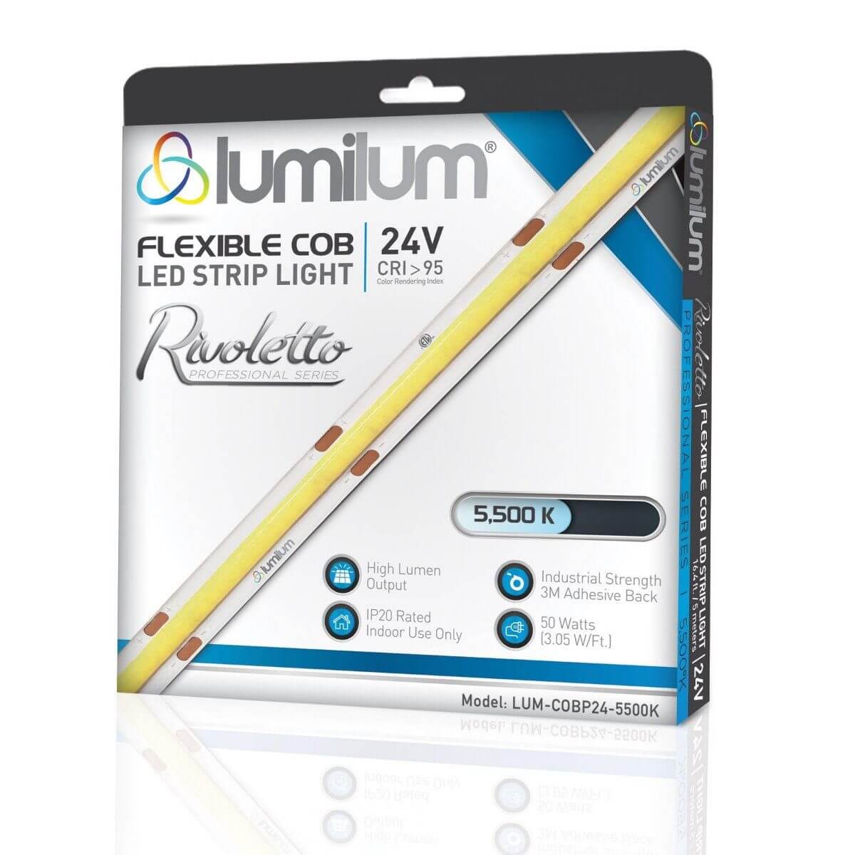24V COB LED Strip Light 16.4ft/5m - Ultra Bright, Dotless Design, Adjustable White Tones (3000K-6000K) - Perfect for Home Decoration, Under Cabinet Lighting, and Commercial Display