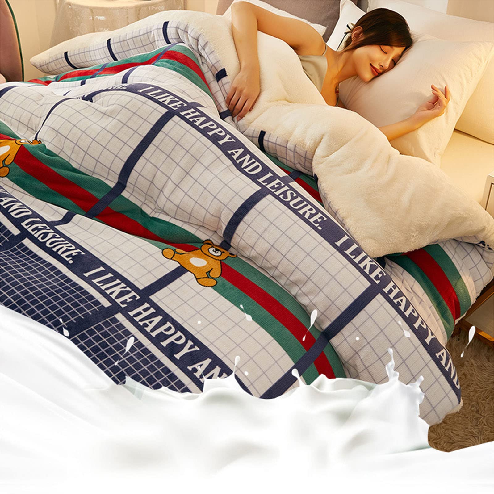 All-Season Quilted Cotton Duvet Insert - Twin Size Winter Comforter (150x200cm, 2.5kg) - Soft & Warm Thickened Lamb Cashmere Blanket for Bed - Perfect for Cold Nights & Cozy Home Decor