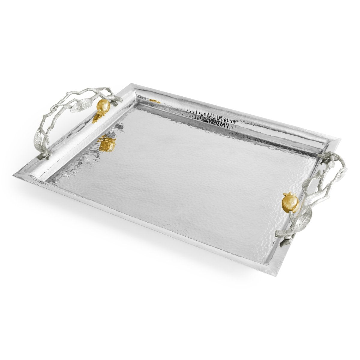 Elegant Pomegranate Silver & Gold Serving Tray - Perfect for Holiday Entertaining, Wedding Gifts & Home Decor