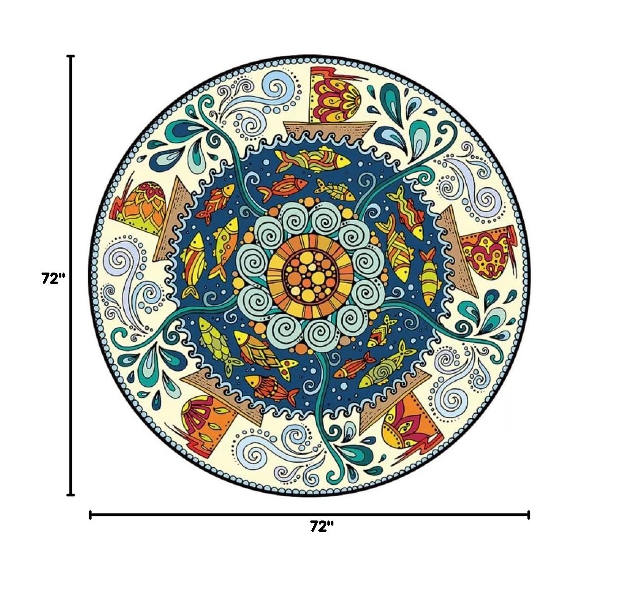 6ft Large Round Boho Rug - Washable Bohemian Circle Carpet for Living Room, Dining Room & Bedroom - Soft Home Decor Rug for Cozy Spaces & Boho Chic Interiors