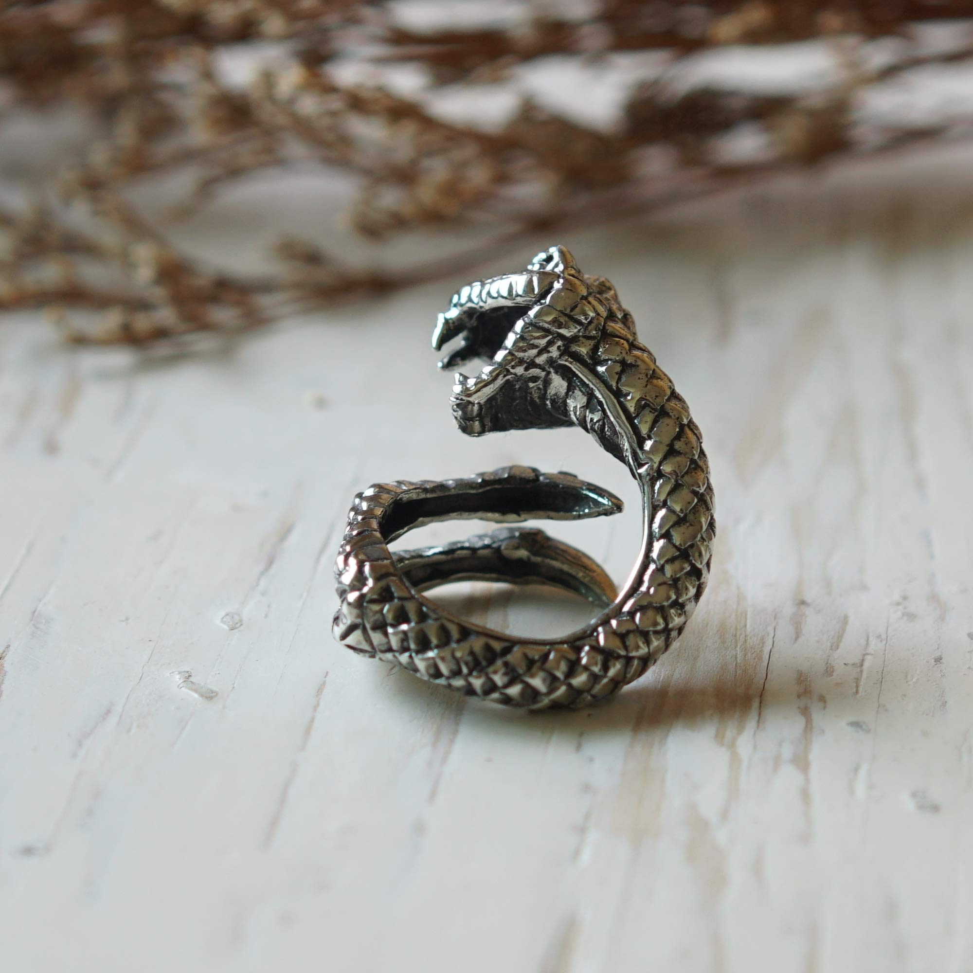 925 Sterling Silver King Cobra Snake Dragon Claw Ring for Men - Gothic Viking Biker Jewelry - Perfect for Motorcycle Riders, Gothic Fashion & Edgy Style Accessories