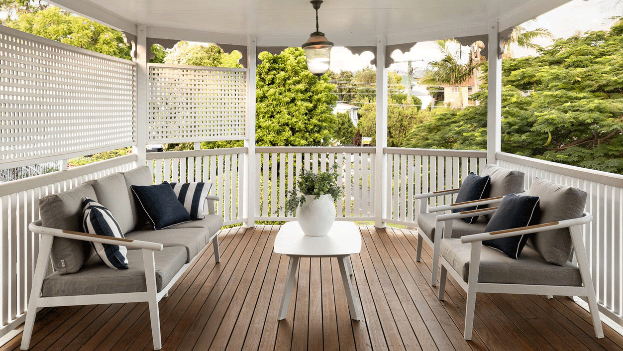 Porto 3-Seater Outdoor Sofa Set with 2 Armchairs & Coffee Table - Arctic White Teak Polywood Frame, HPL Table Top & Stone Grey Spuncrylic Cushions - Perfect for Patio, Garden or Poolside Relaxation