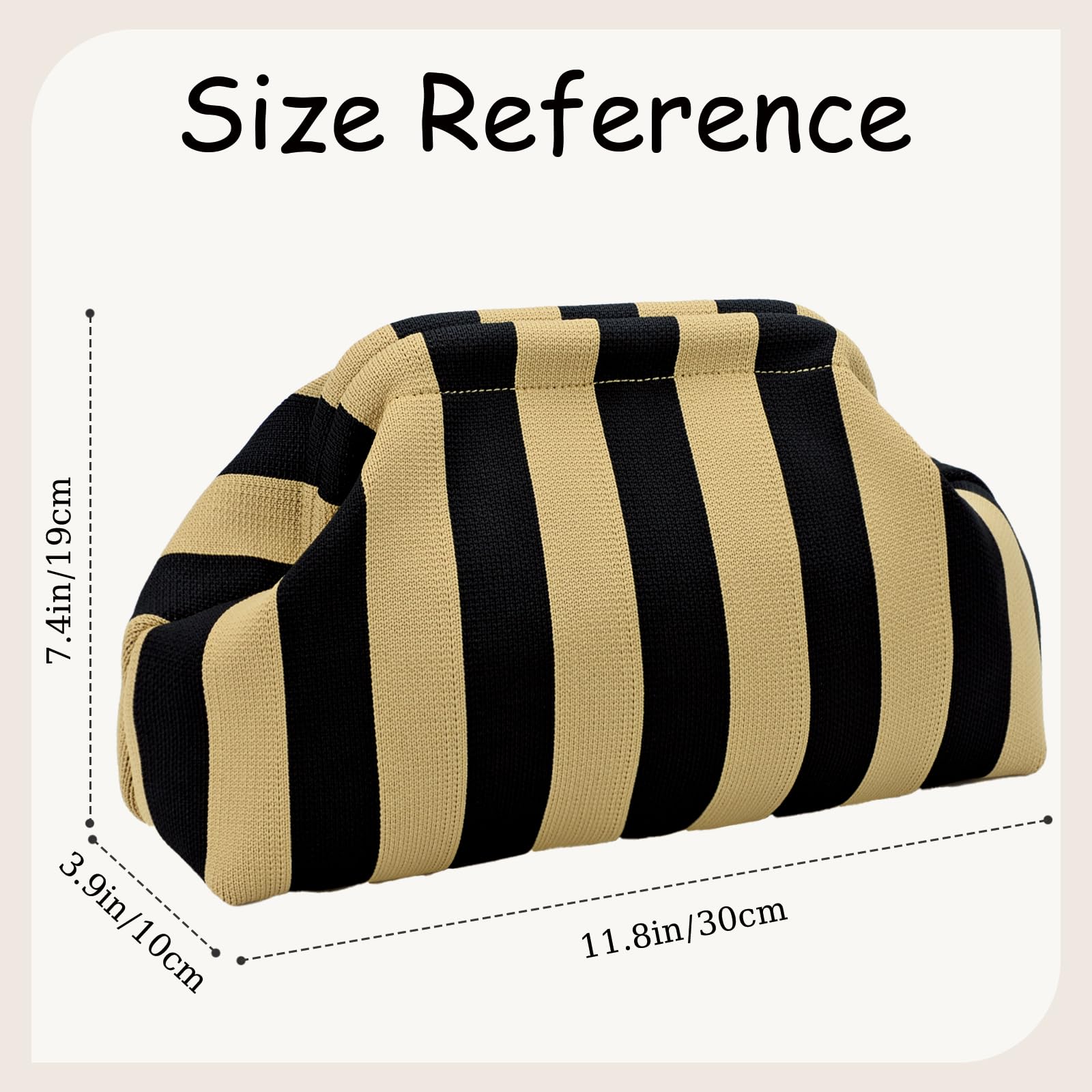 WOZEAH Summer Clutch Purse for Women - Crochet Dumpling Bag with Colorblock Stripes & Cloud Design | Perfect for Beach, Vacation & Casual Outings