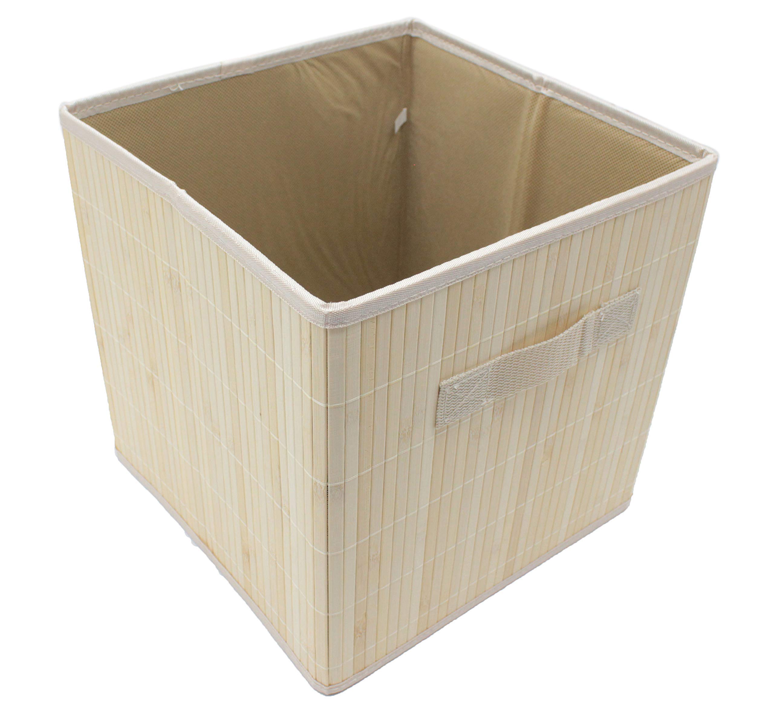 Natural Bamboo Foldable Storage Cubes & Bins - 3 Pack Organizer for Closet, Shelves & Home Organization | Eco-Friendly Storage Solution for Bedroom, Kids Room & Office
