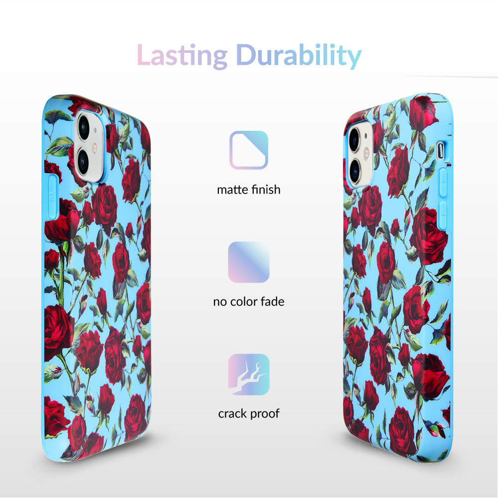 Blue Roses Floral iPhone Case - Elegant Flower Design Protective Cover for iPhone 12/13/Pro/Max - Perfect Gift for Women, Girls, and Rose Lovers (Use for Daily Protection, Special Occasions, and Fashion Accessory)