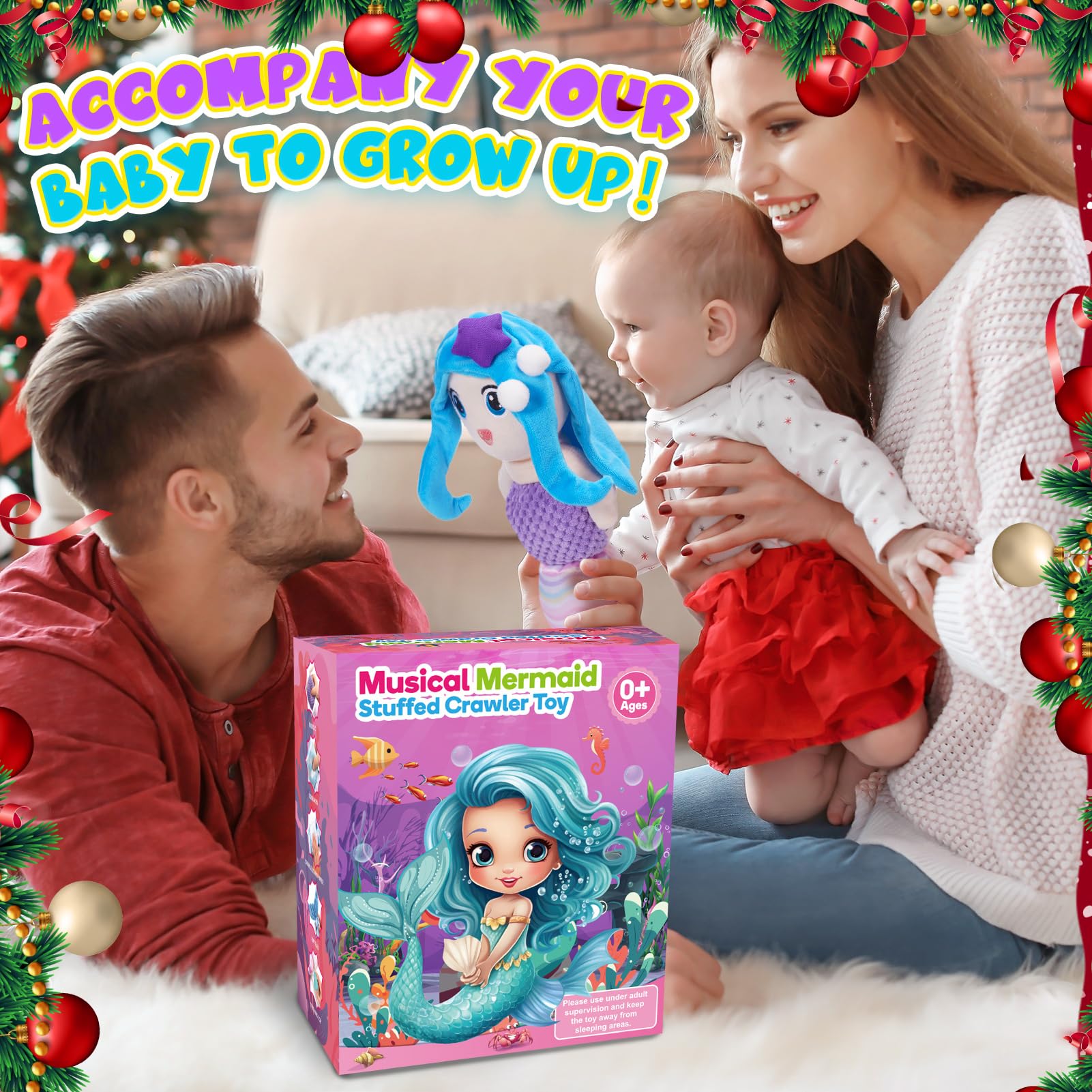 Mermaid Baby Stuffed Toy with Teether & Rattles - Soft Sensory Gift for 0-12 Months Girls | Perfect for Tummy Time & Easter Gifts