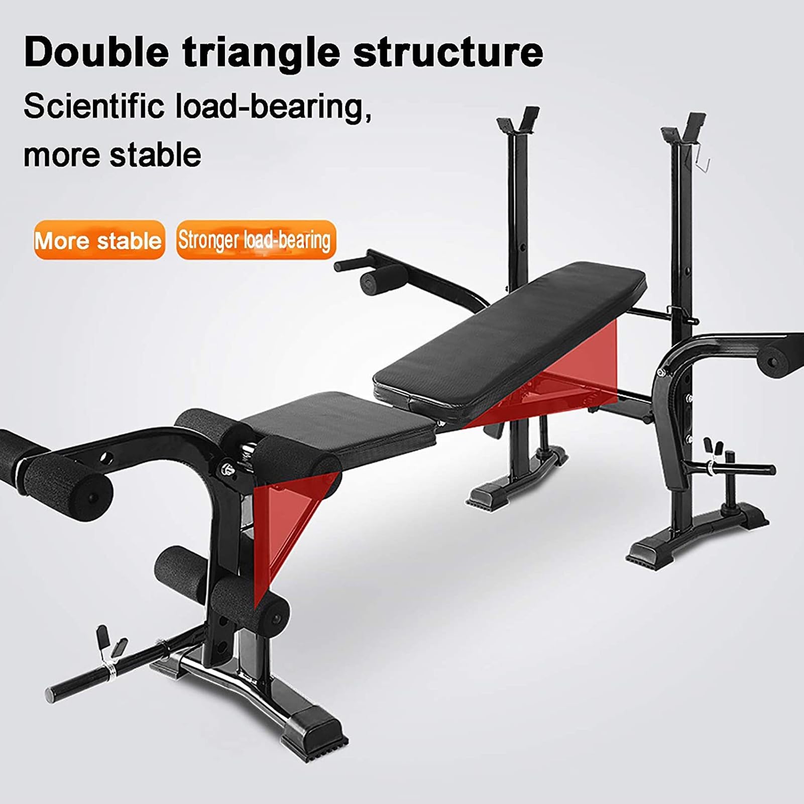 **Adjustable Weight Bench for Home Gym - Standard Weight Bench with Preacher Curl Pad & Leg Developer - Full Body Workout Equipment for Strength Training & Fitness - Perfect for Squats, Bench Press & Leg Workouts**