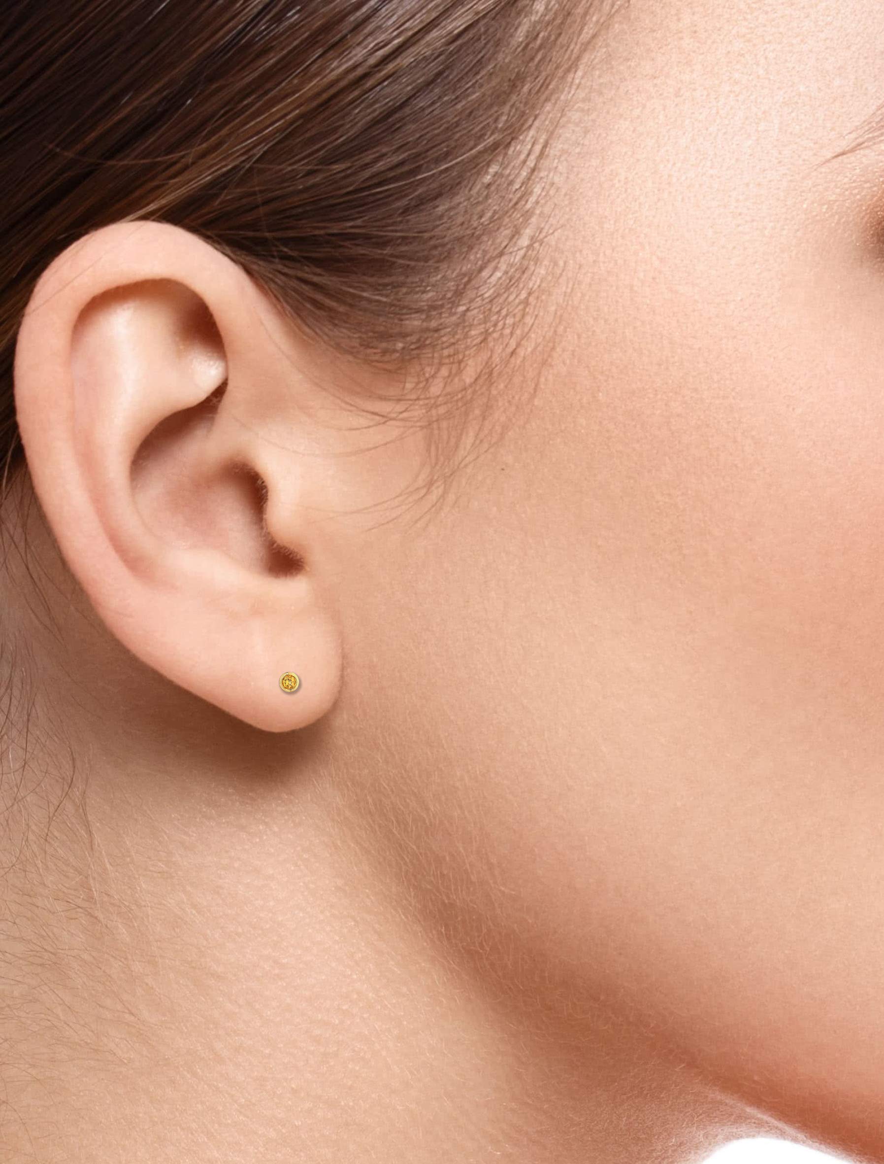 Girls' Petite 18k Gold Plated Sterling Silver Birthstone Stud Earrings & 16
