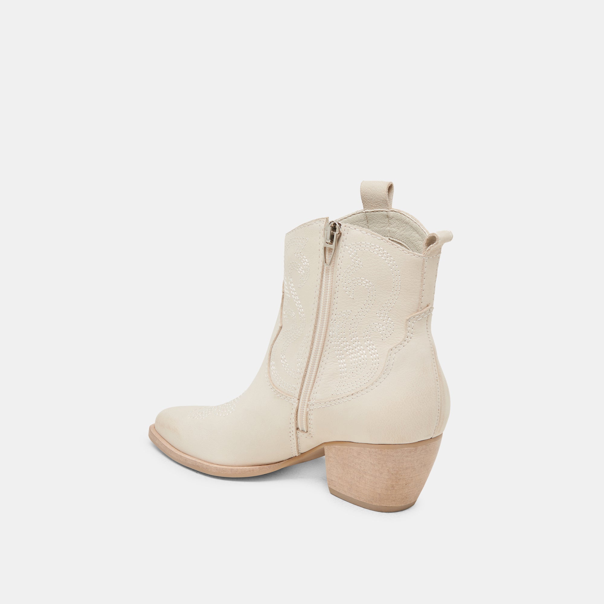 SHANIA Women's Ivory Nubuck Ankle Boots - Comfortable Low Heel Booties for Casual Wear, Office & Date Night