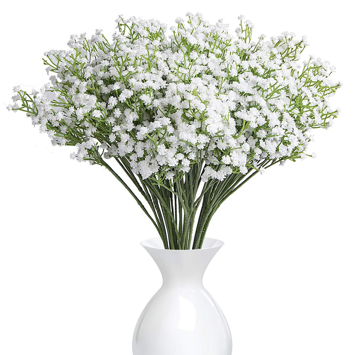 YSBER 12 Pack Artificial Baby's Breath Flowers - Real Touch Silk Gypsophila for Wedding Decorations, Party Centerpieces, DIY Home & Garden Decor (White) - Perfect for Bridal Bouquets, Table Arrangements and Nursery Decor