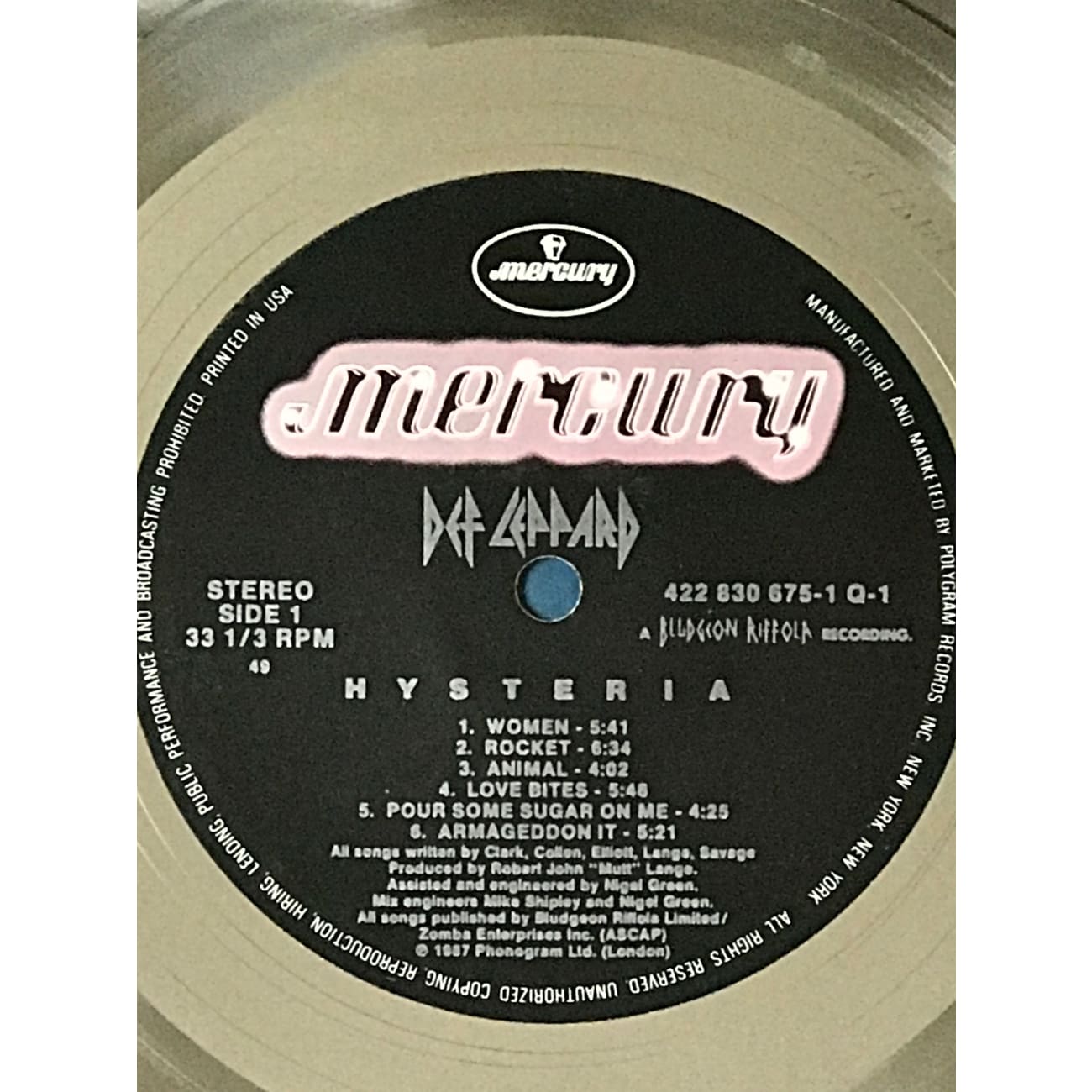 Def Leppard Hysteria 9x Platinum LP Vinyl Record - RIAA Certified Award - Perfect for Music Collectors & Classic Rock Fans
