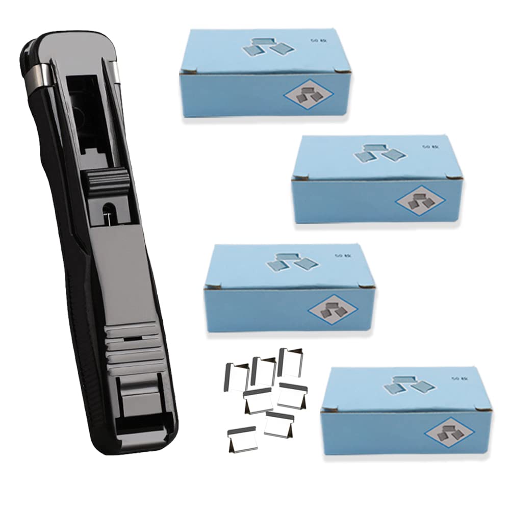 LELE LIFE Clam-Shaped Paper Clip Dispenser with 208 Reusable Refills - Portable Handheld Binder Clips Organizer for Office, School & Home Documents - Black | Perfect for Desk Organization & Document Management
