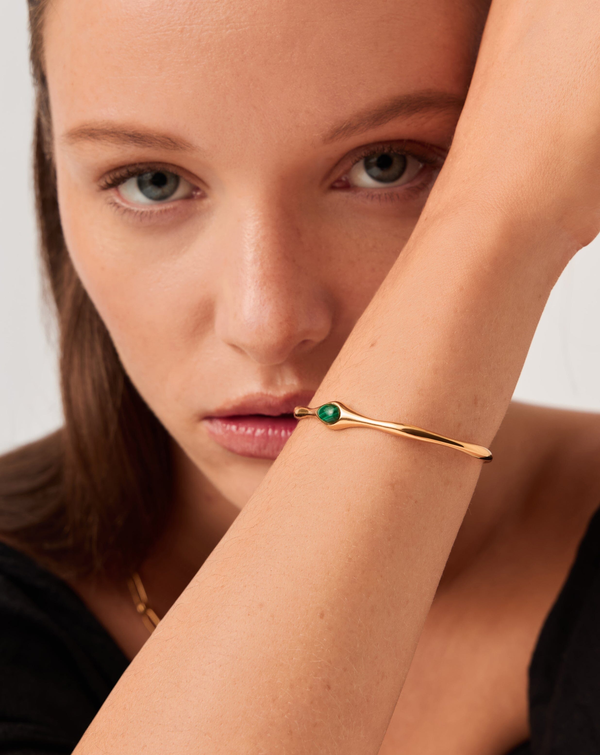 Magma Gemstone Cuff Bracelet for Women - 18k Recycled Gold Plated Brass Bangle | Boho Chic Jewelry Gift for Birthday, Anniversary & Special Occasions