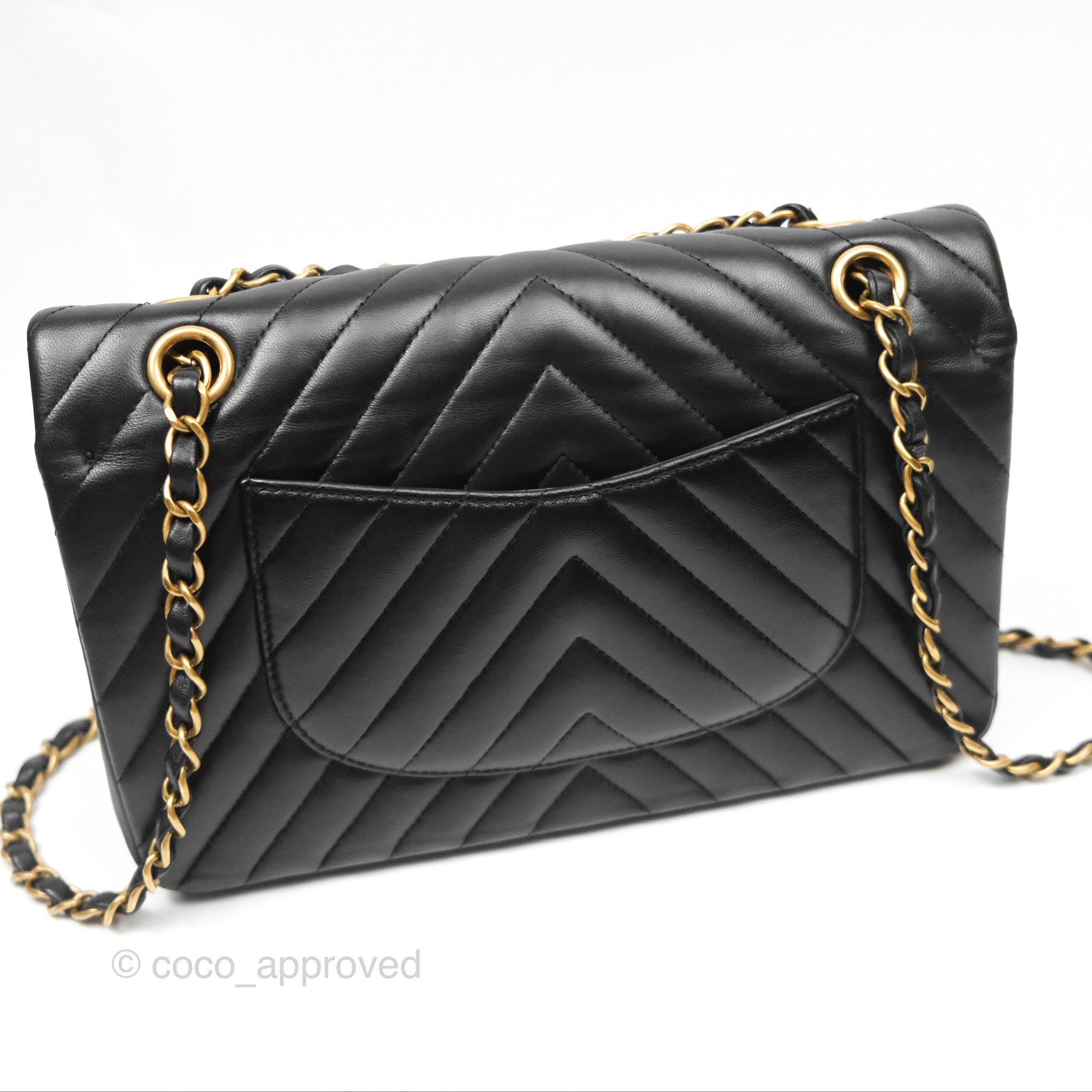 Chanel Classic M/L Medium Flap Chevron Black Lambskin Gold Hardware Bag - Luxury Designer Handbag for Women, Perfect for Evening Events & Special Occasions