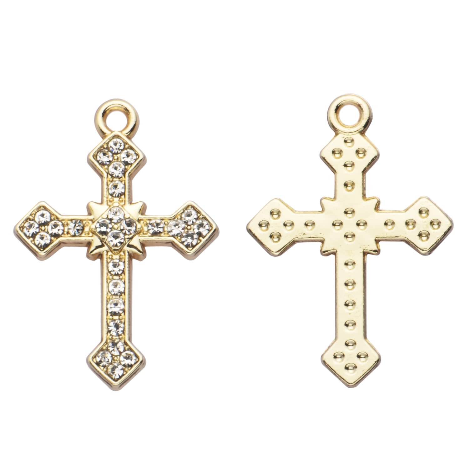 20pcs Gold Plated Rhinestone Charms - Pave Crystal Pendants for Necklace & Bracelet Making - DIY Jewelry Craft Supplies - Perfect for Wedding, Party & Gift Giving