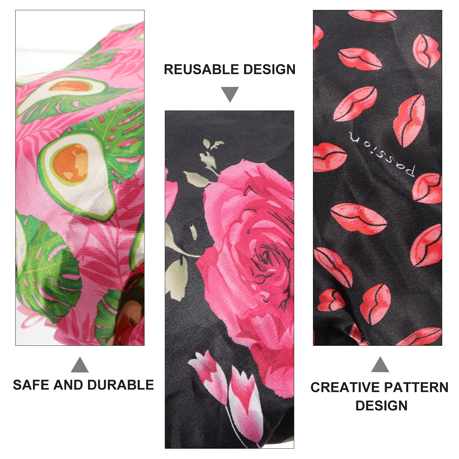 3pcs Printed Shower Caps for Women - Silk Sleep Bonnet & Bath Hat - Waterproof PEVA Material for Hair Protection During Shower, Sleep & Spa - Cute Floral Design