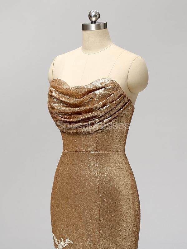 Gold Sequin Sweetheart Mermaid Bridesmaid Dresses - Elegant Formal Gowns for Weddings, Prom & Special Occasions | Style WG597