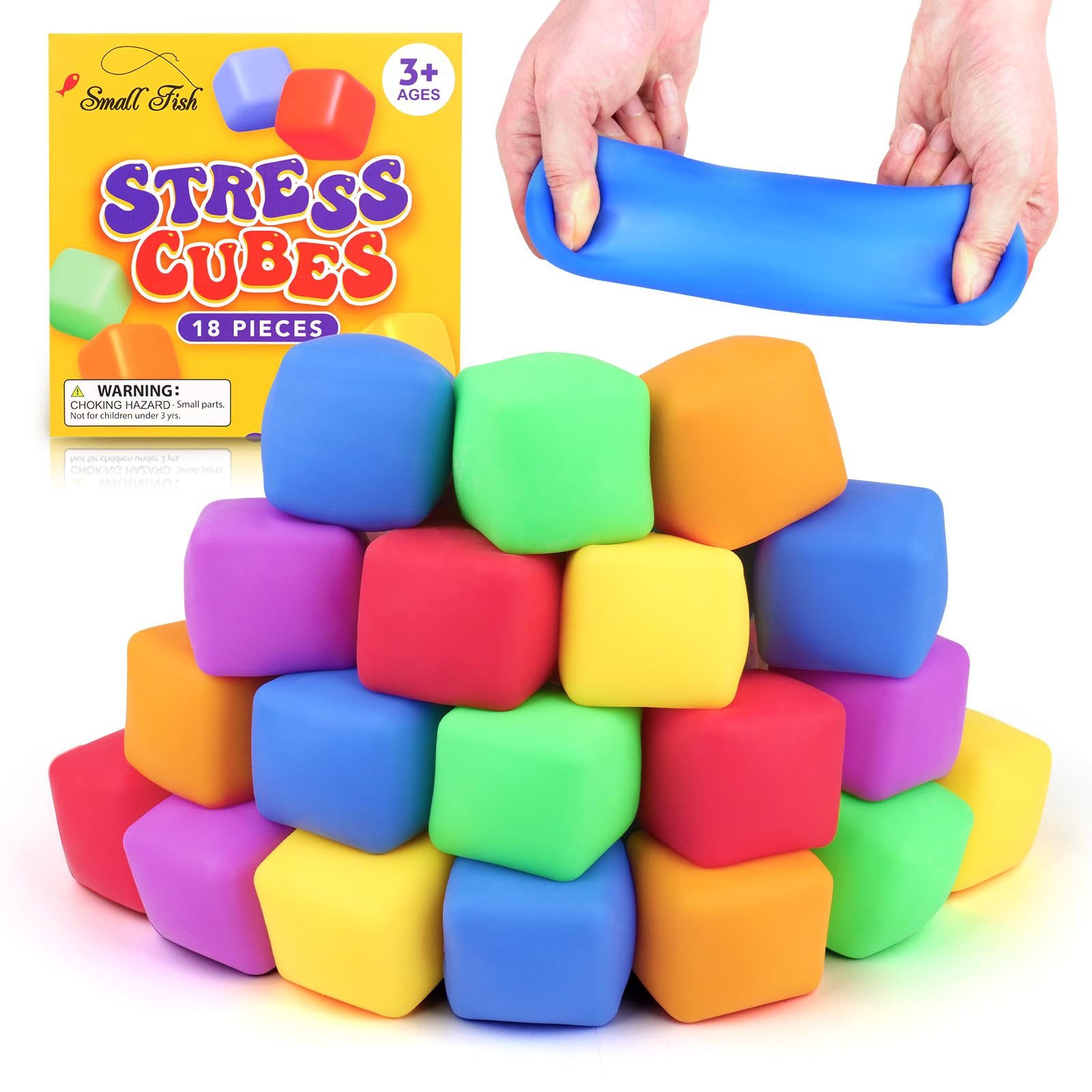18 Pack Stress Cube Fidget Toys for Kids & Adults - Squeeze Stress Balls for Anxiety Relief, Sensory Toys for Autism, ADHD - Perfect for Classroom, Office, Party & Travel Use