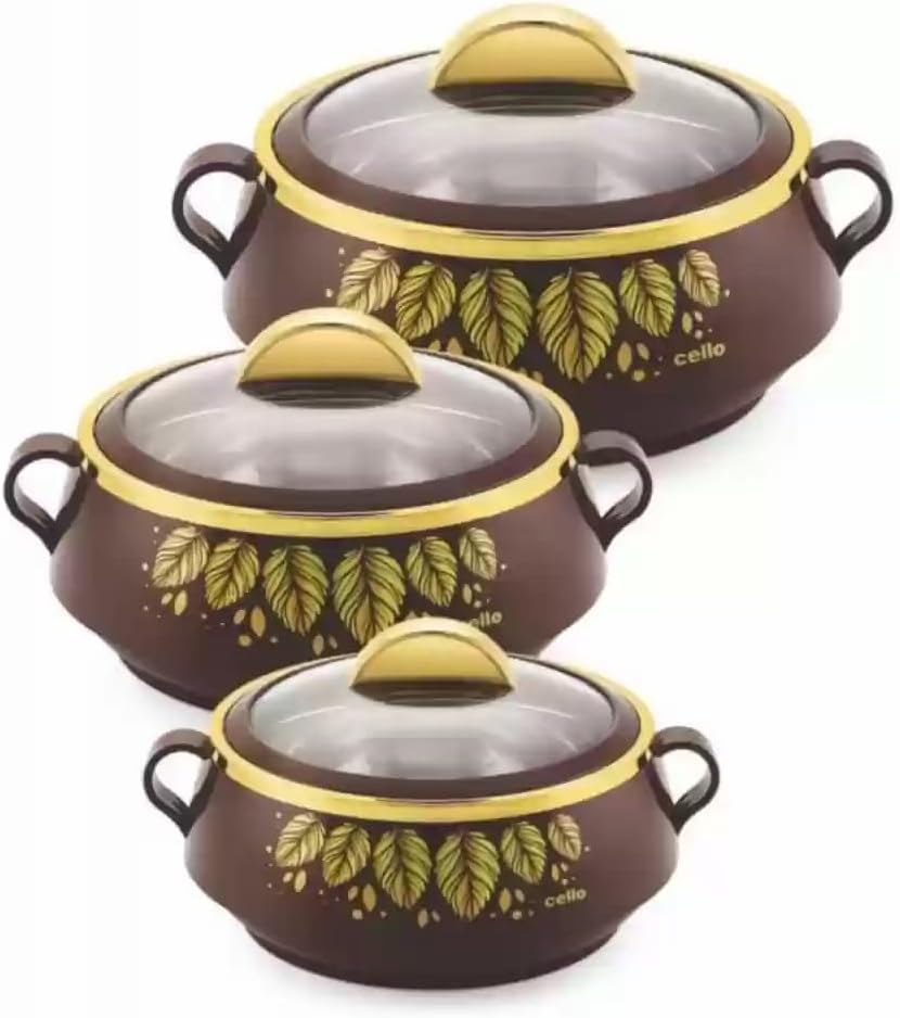 Premium Cello Marcus Insulated Hotpot Set - 3-Piece Stainless Steel Thermoware Casserole (600ml, 1100ml, 1700ml) for Soup, Stew & Meal Prep | Microwave & Freezer Safe | Perfect for Camping, Picnics & Family Dinners