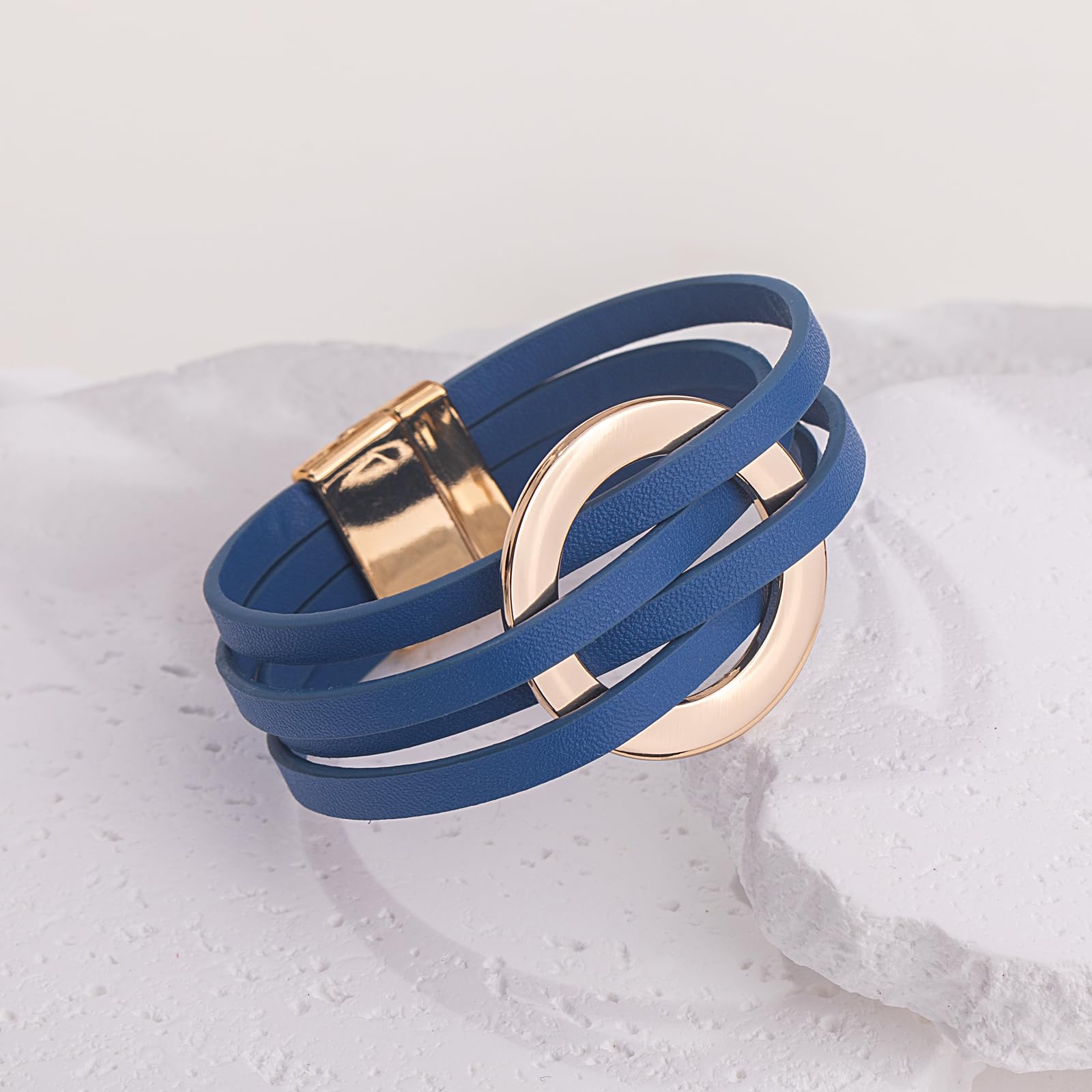 Stylish Boho Braided Leather Wrap Bracelet with Magnetic Clasp - Stackable Layered Cuff Bracelet for Women | Perfect for Casual Wear, Festivals & Layered Jewelry Looks