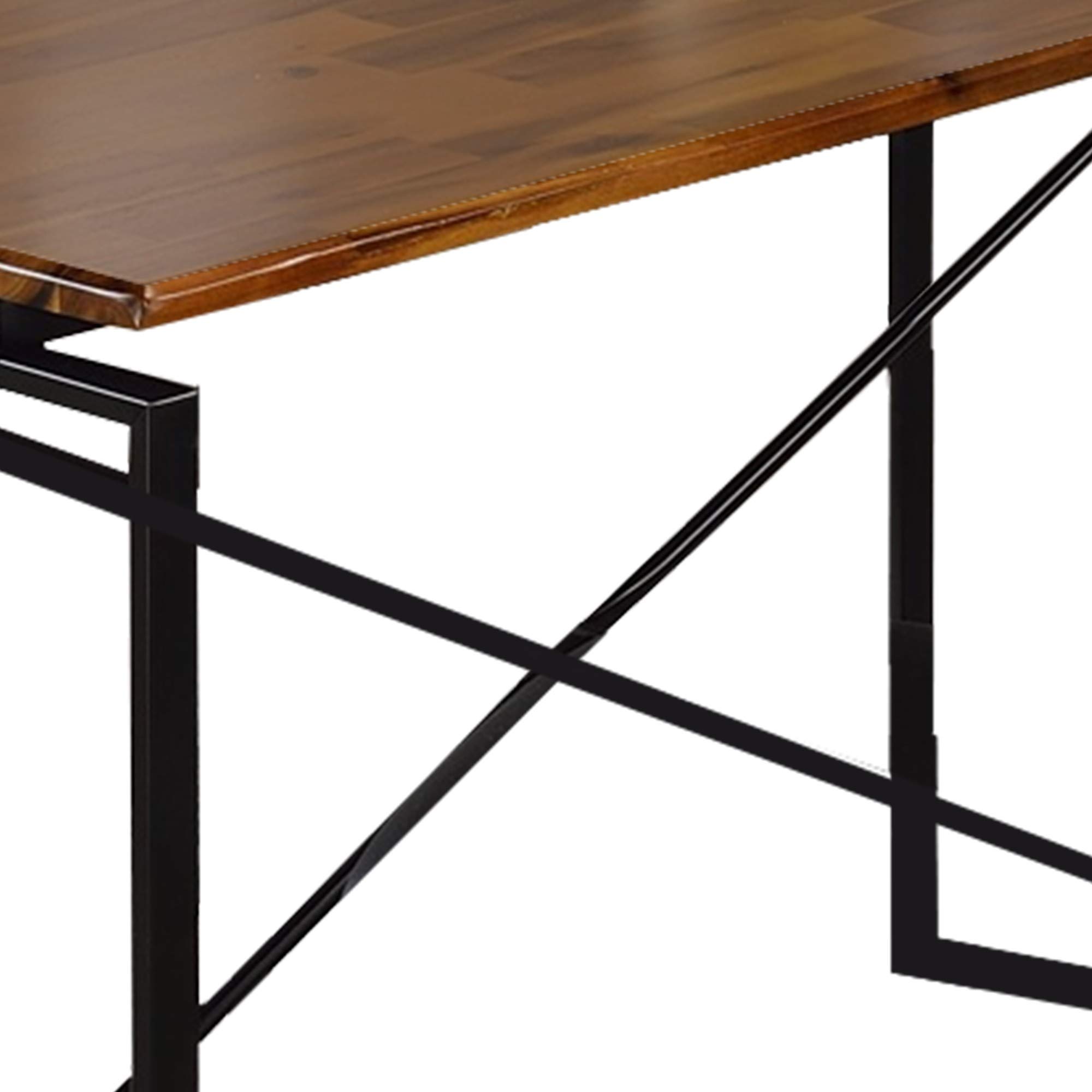 Benjara Rectangular Wooden Dining Table with X-Shaped Metal Base in Black & Brown - Perfect for Modern Farmhouse, Rustic Kitchen, and Dining Room Decor