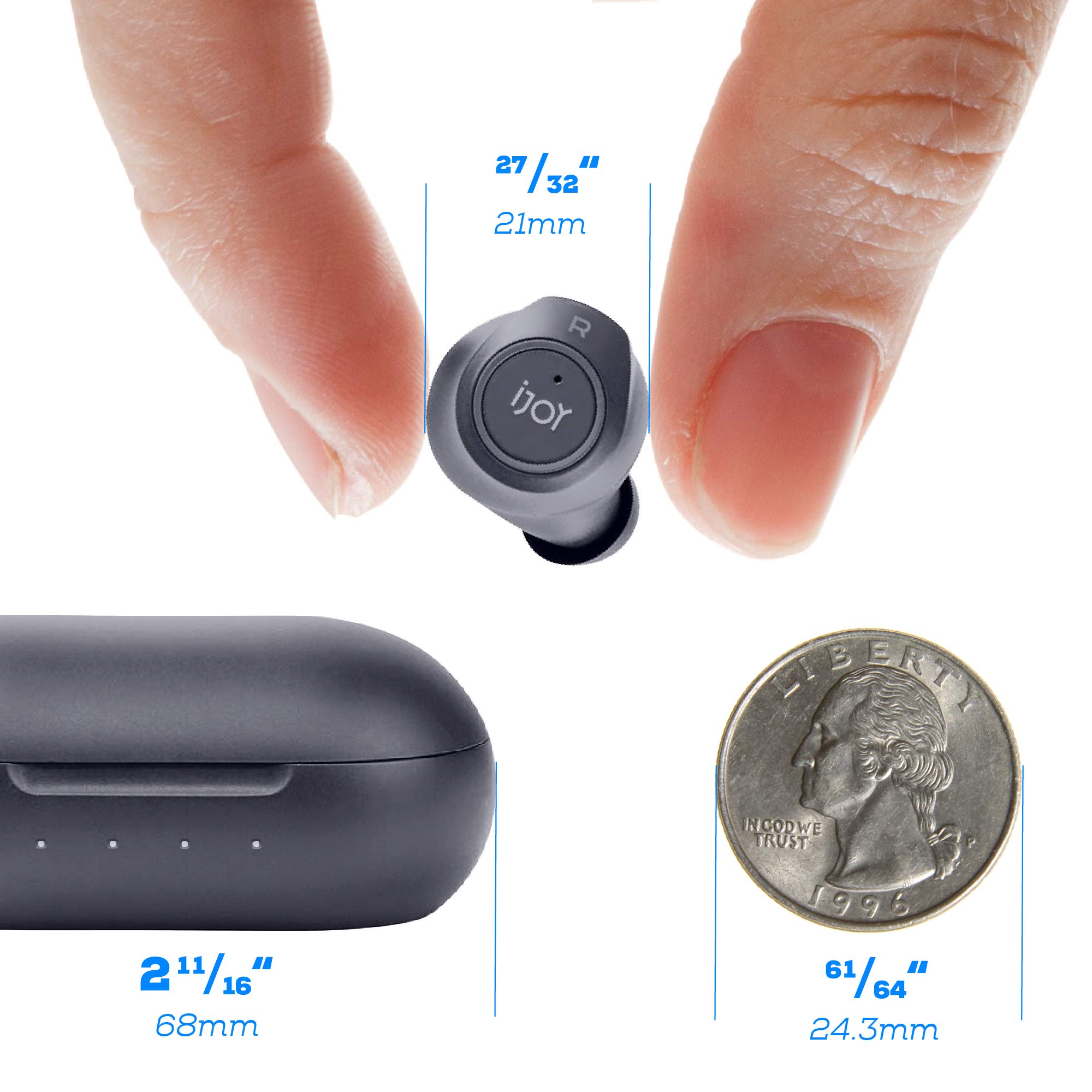 iJoy Premium Gravity TWS Wireless Earbuds Bluetooth 5.0 with Built-in Mic, Portable Charging Case, IPX4 Waterproof & Sweatproof - 30H Playtime for Running, Gym Workouts & Outdoor Activities