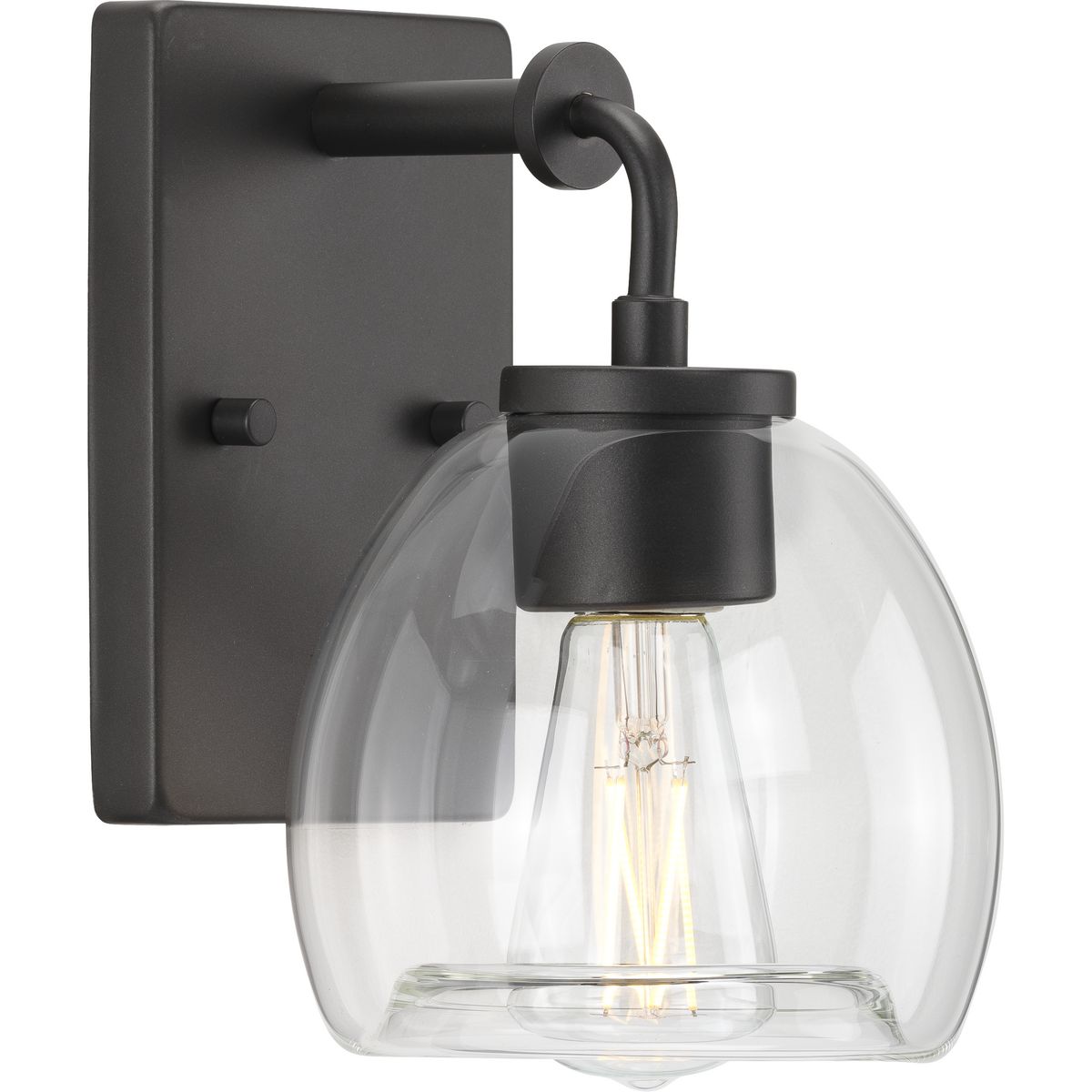 Caisson Collection 1-Light Clear Glass Bathroom Vanity Light - Perfect for Modern Bathroom & Powder Room Lighting