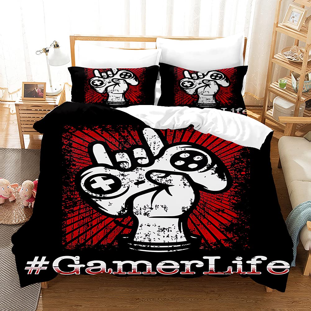 YHXSLY Boys Gaming Bedding Set - Video Game Controller Duvet Cover with Pillowcases, King Size - Perfect for Kids Bedroom, Gamer Gifts & Themed Sleepovers