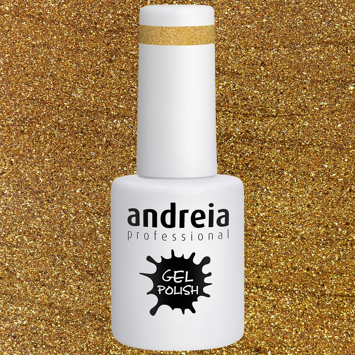 Andreia Semi-Permanent UV LED Gel Nail Polish - Long Lasting 4 Weeks French Manicure with Intense Shine | Metallic Gold Shimmer (Color 281) - 10.5ml | Perfect for Salon, Home Nail Art & Special Occasions