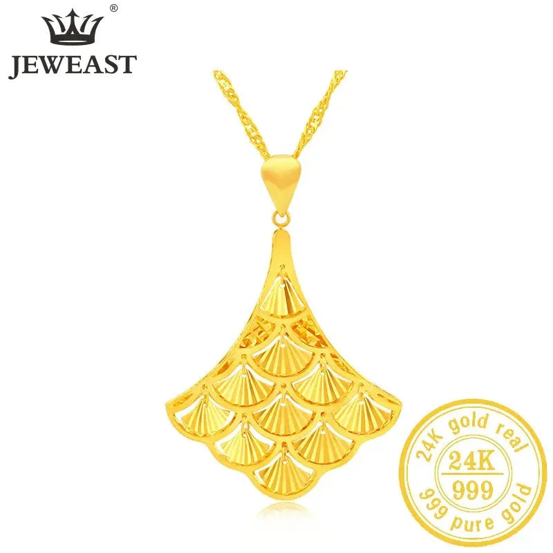 24K Pure Gold Pendant Real AU 999 Solid Gold Charm Necklace - Elegant & Trendy Classic Jewelry for Women - Perfect Gift for Birthday, Anniversary & Party Wear (2023 New Collection)