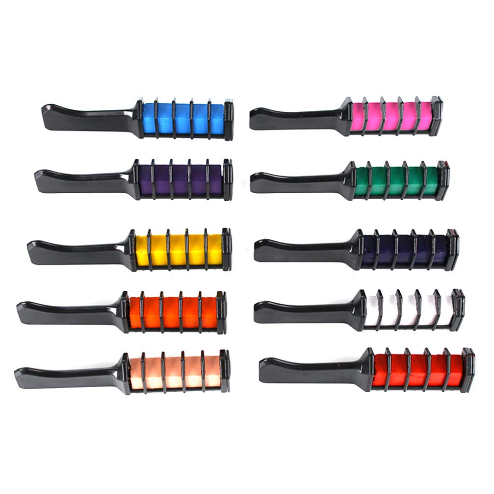 Lurrose Washable Hair Chalk for Kids - 10pc Temporary Hair Dye Sticks with Comb, Non-Toxic & Easy Wash Out | Perfect for Halloween Costumes, Birthday Parties, School Events & Creative Play