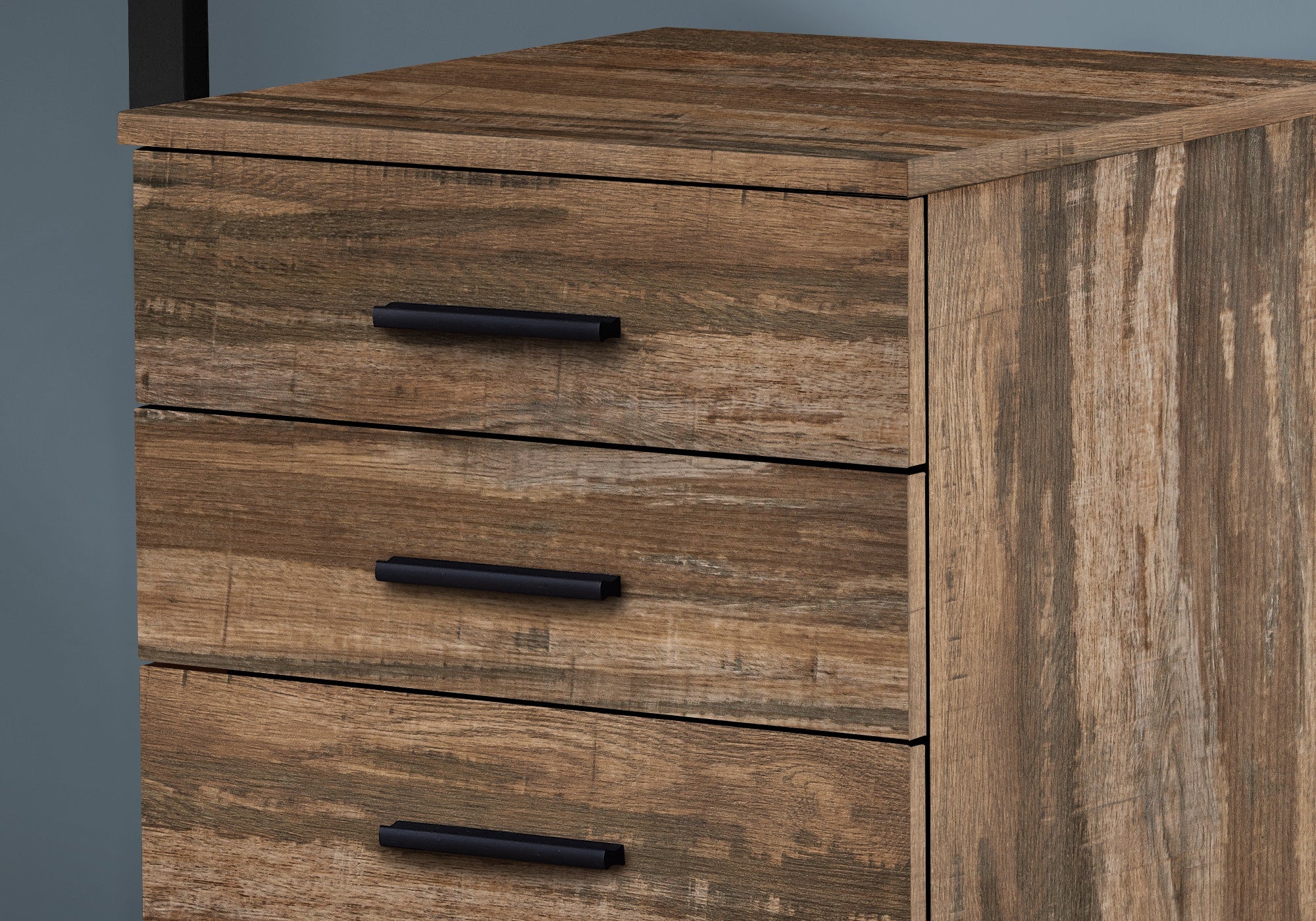 3-Drawer Brown Reclaimed Wood Filing Cabinet on Wheels - Perfect for Home Office, Classroom & Small Business Storage