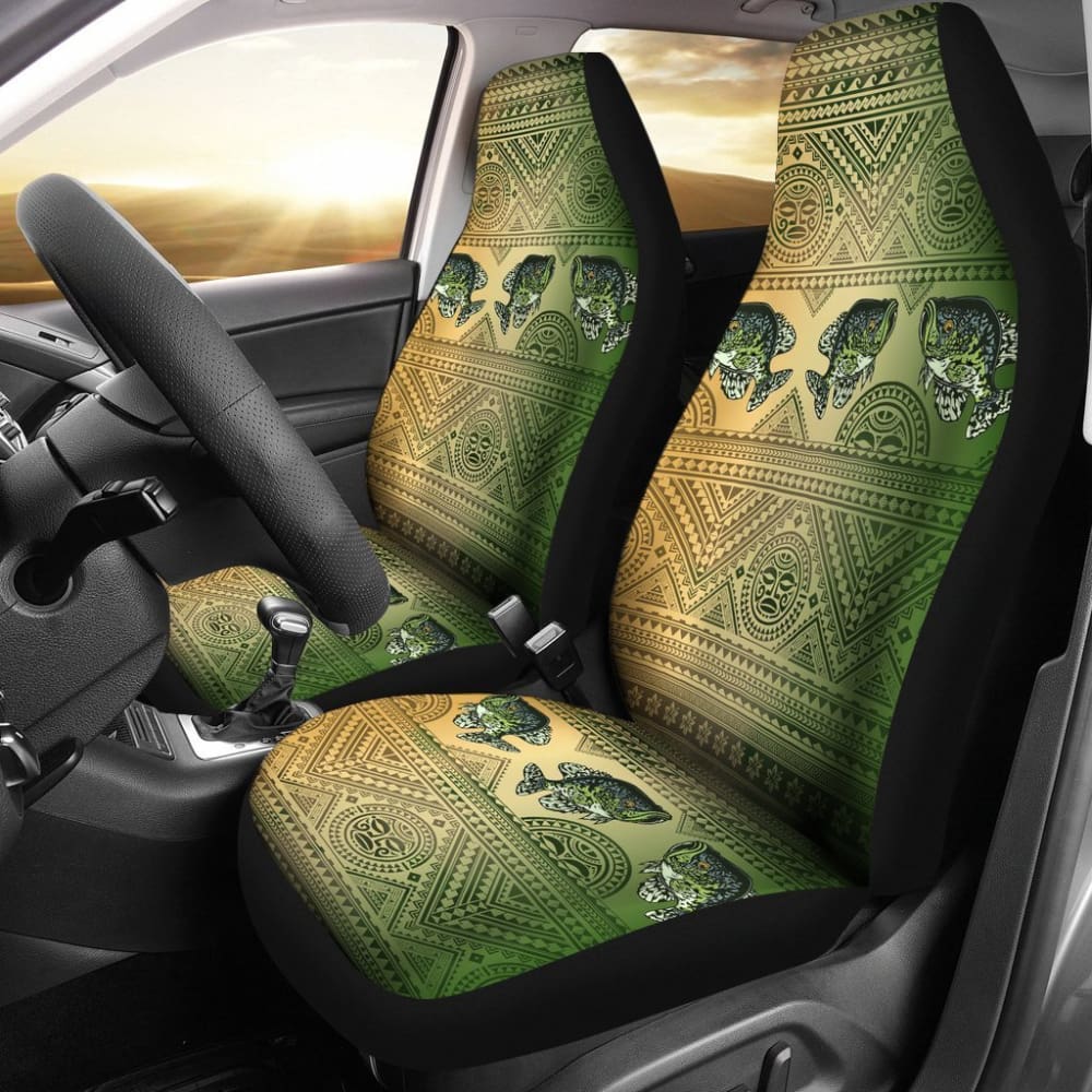 Stylish Black Crappie Skin Color Boho Pattern Fishing Car Seat Covers - Waterproof & Durable for Trucks, SUVs, and Outdoor Adventures (Model 182417)