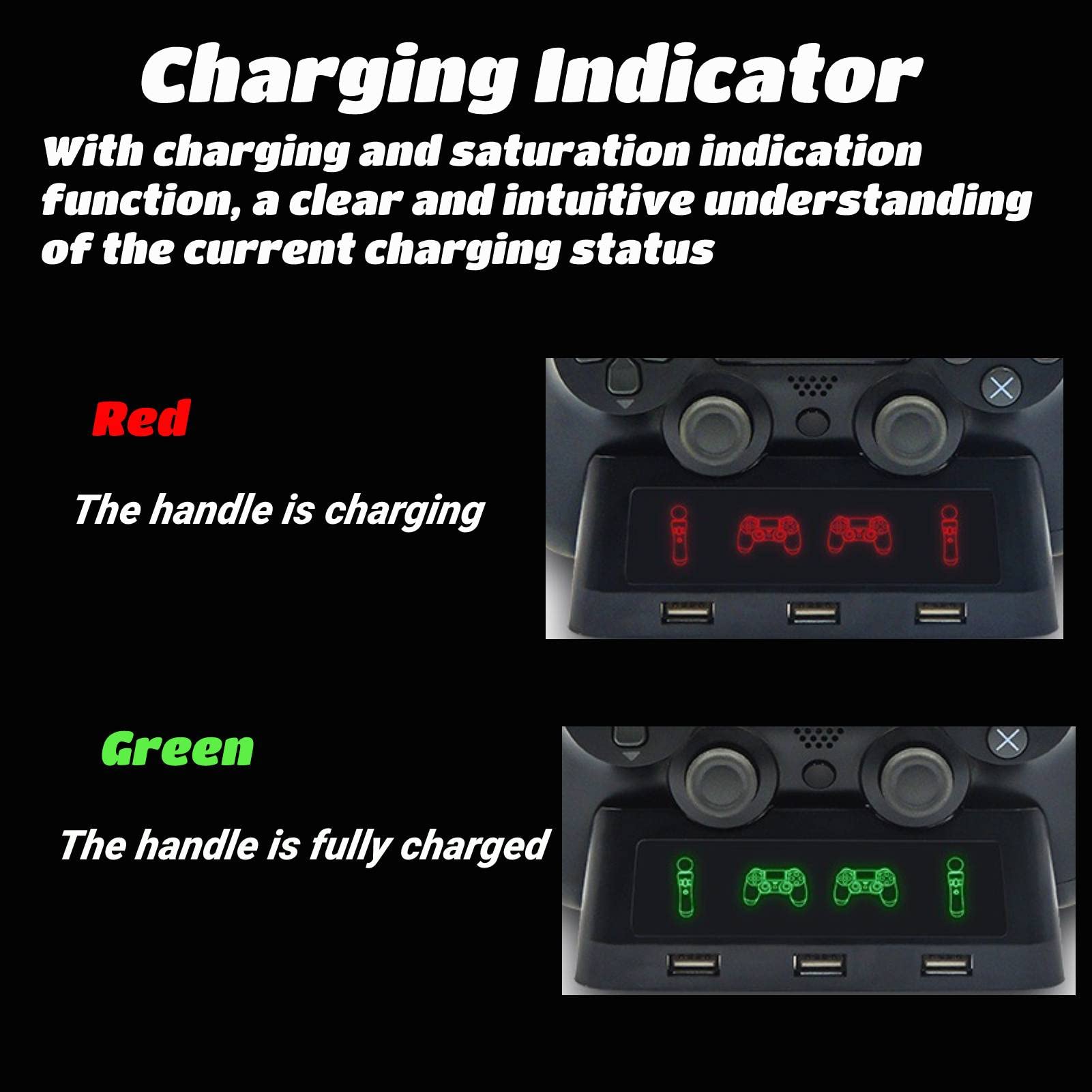 Multi-Functional Dual USB Controller Charging Dock Station with LED Indicator Lights for PS5/PS4/Xbox/Nintendo Switch/VR Controllers - Perfect for Gaming Setup & Accessories Organization
